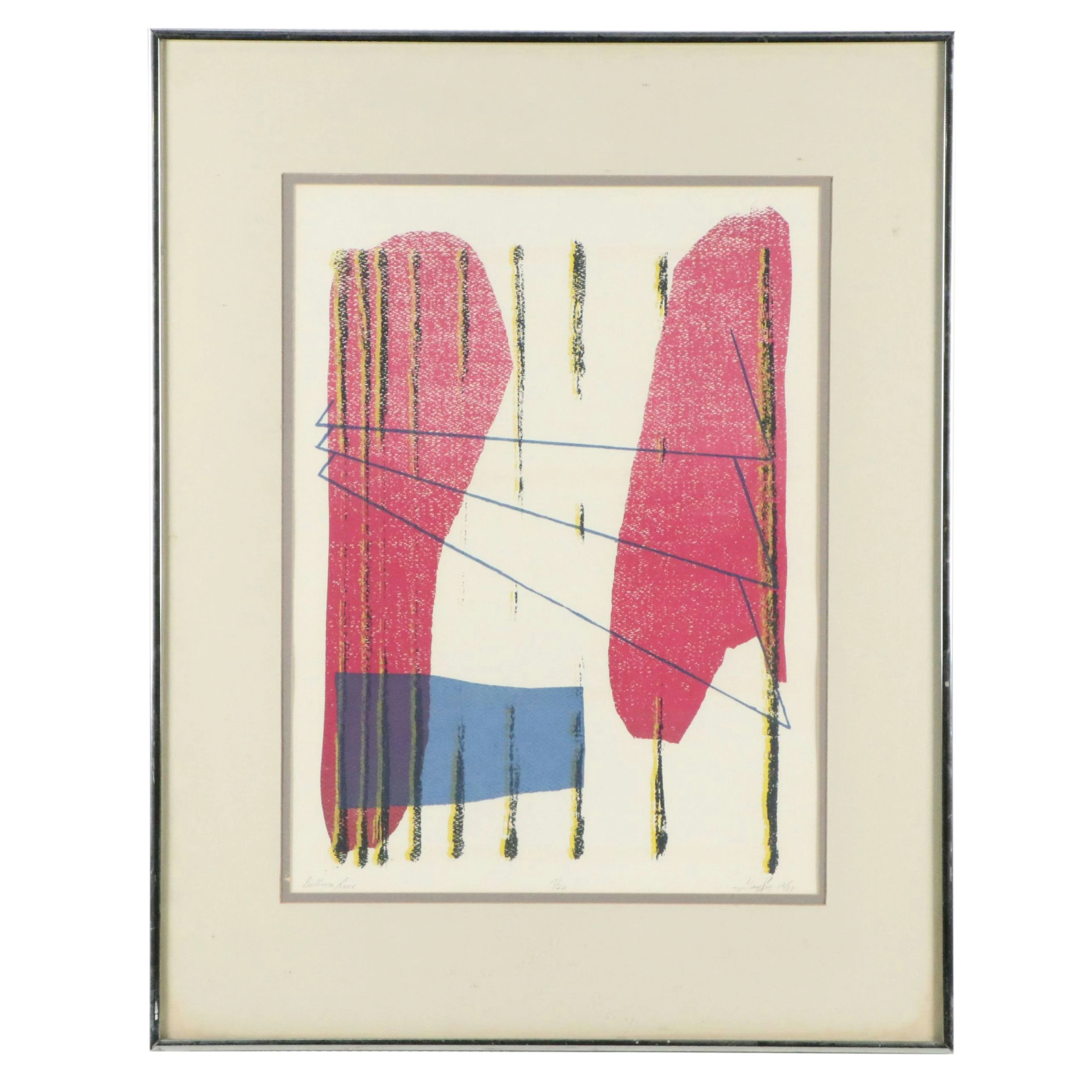 Abstract Memphis Group Style Serigraph "Balloon Race," 1983