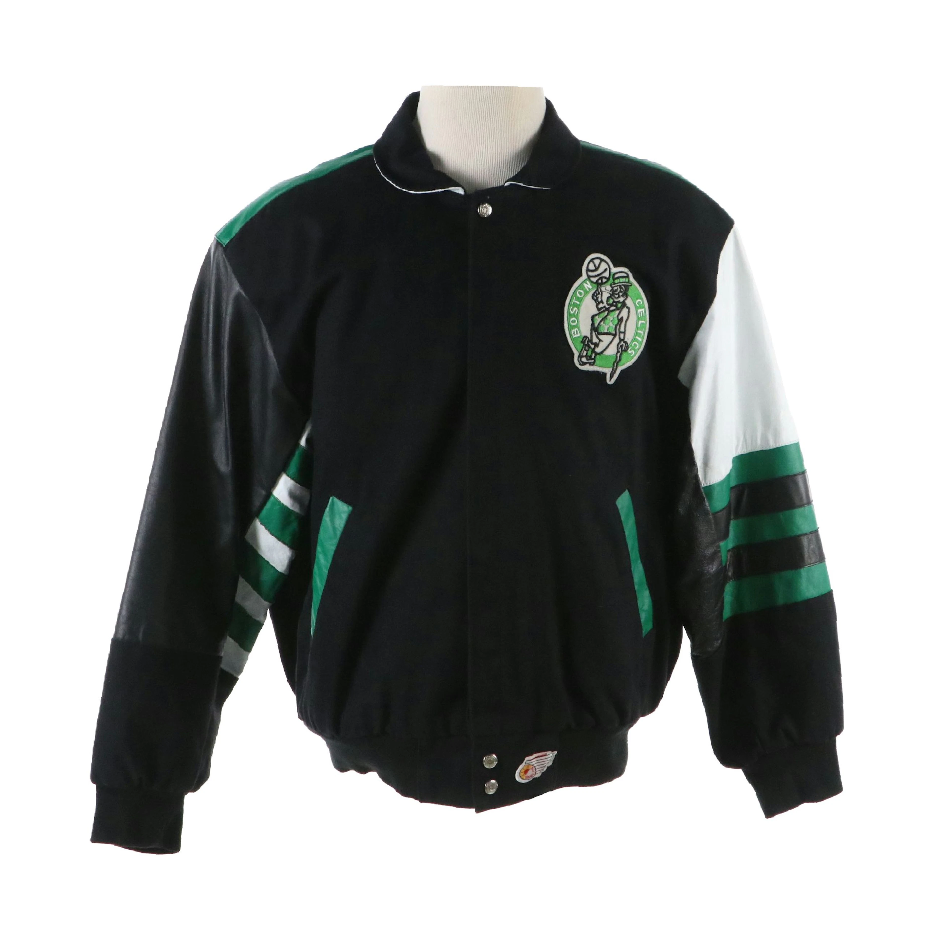 Men's Jeff Hamilton Boston Celtics Varsity Jacket in Green/Black Leather