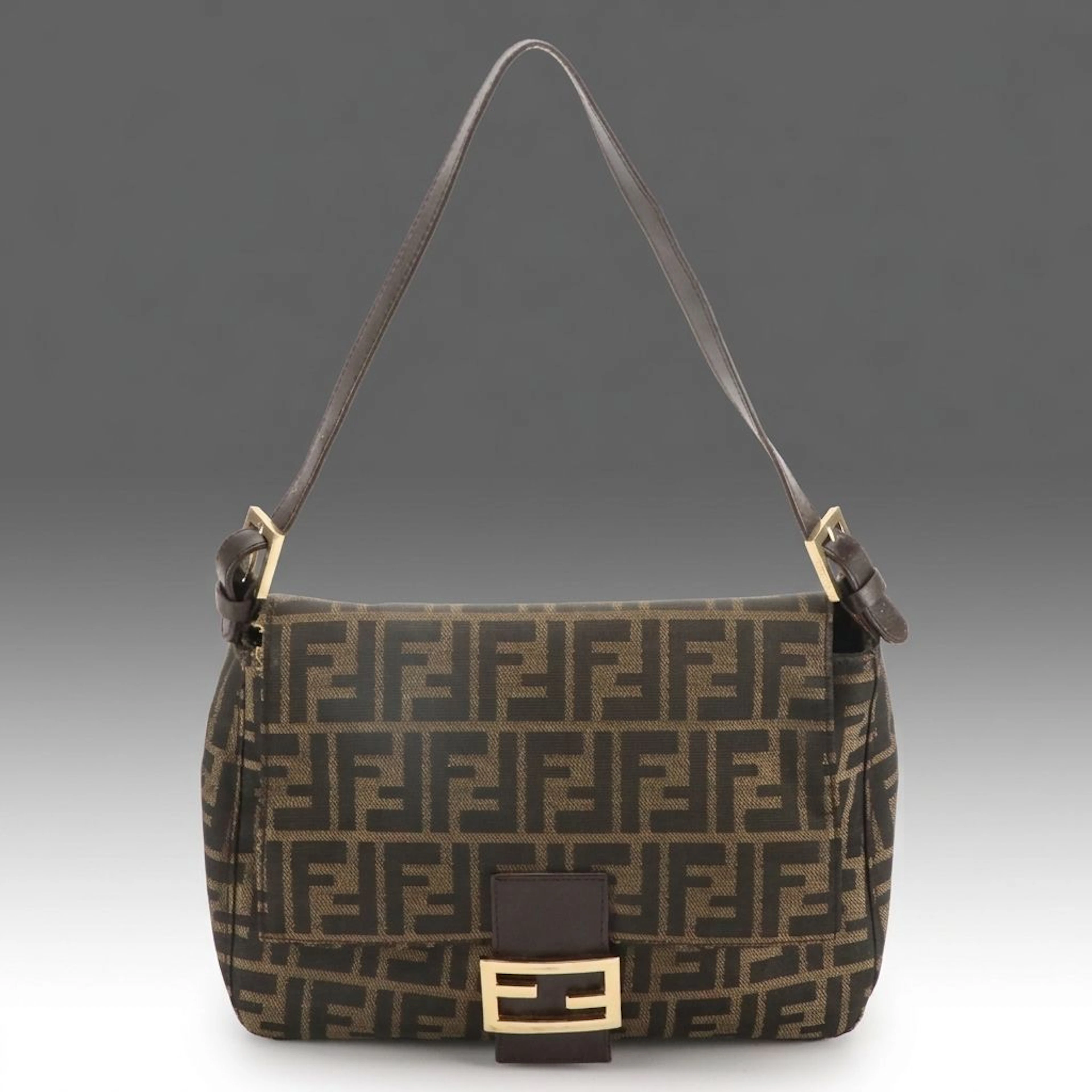 Fendi Mamma Baguette Shoulder Bag in Zucca FF Monogram Canvas and Leather