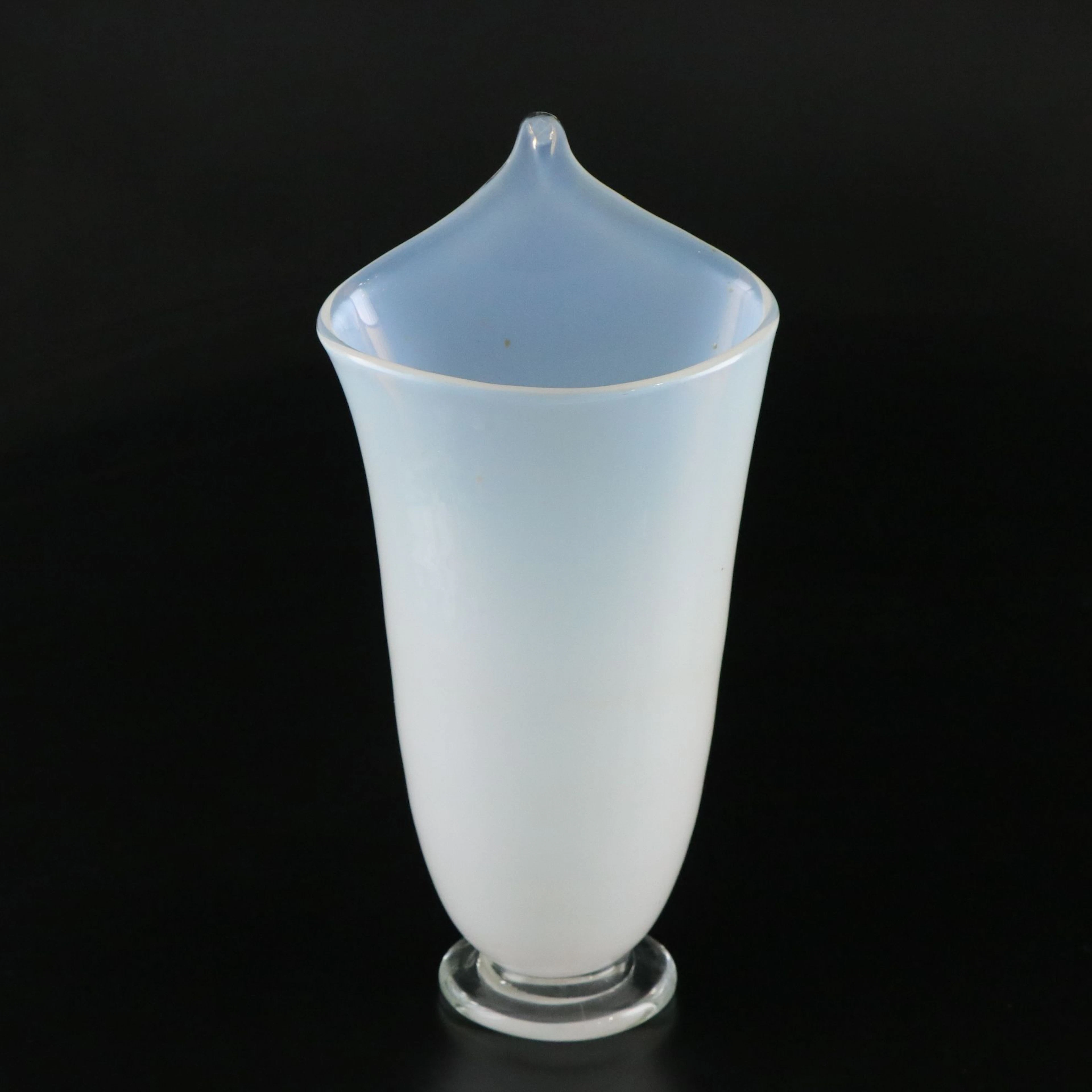 Opalescent White Art Glass "Envelope" Vase, Late 20th to Early 21st Century