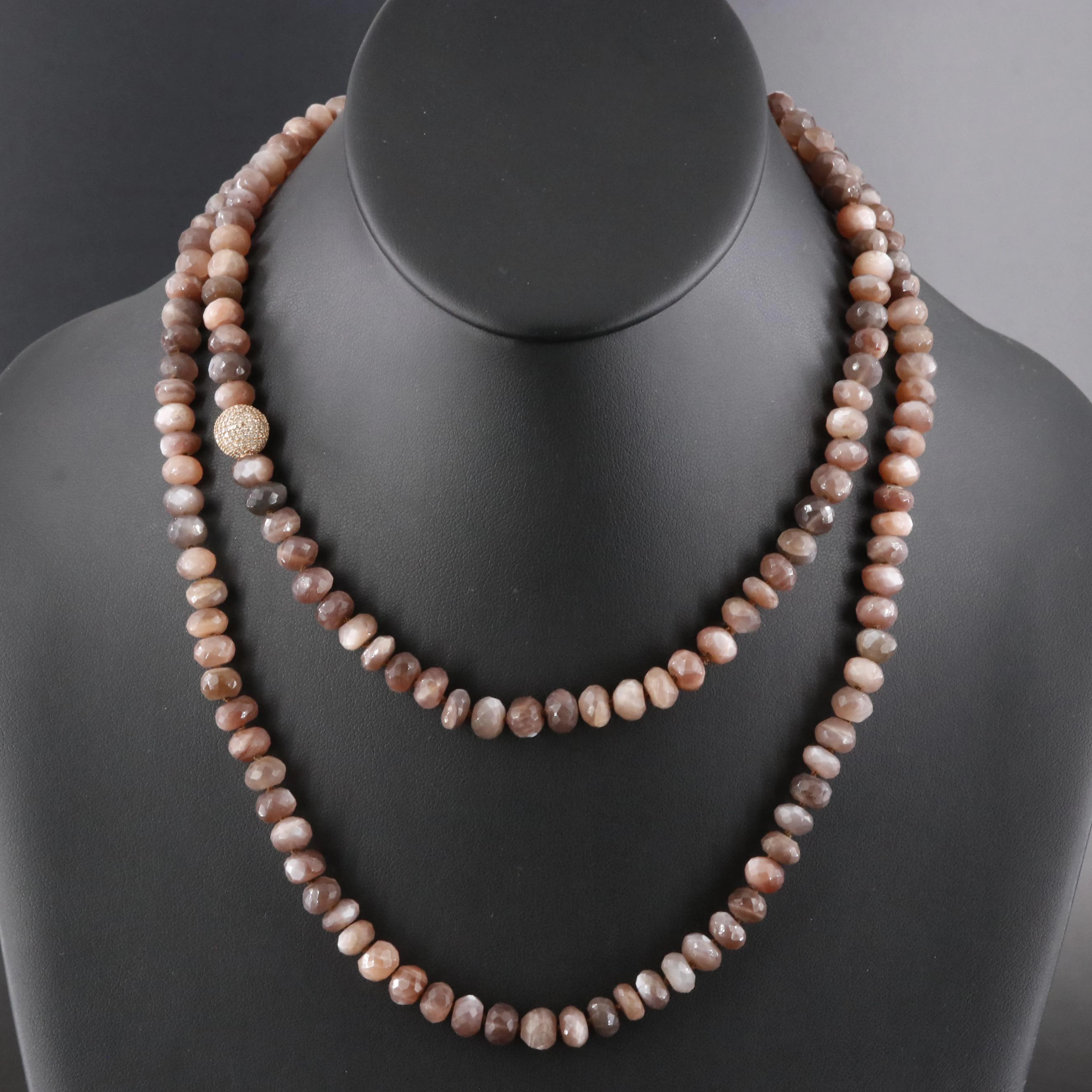 Sterling Sunstone and Diamond Necklace Attributed to Sheryl Lowe