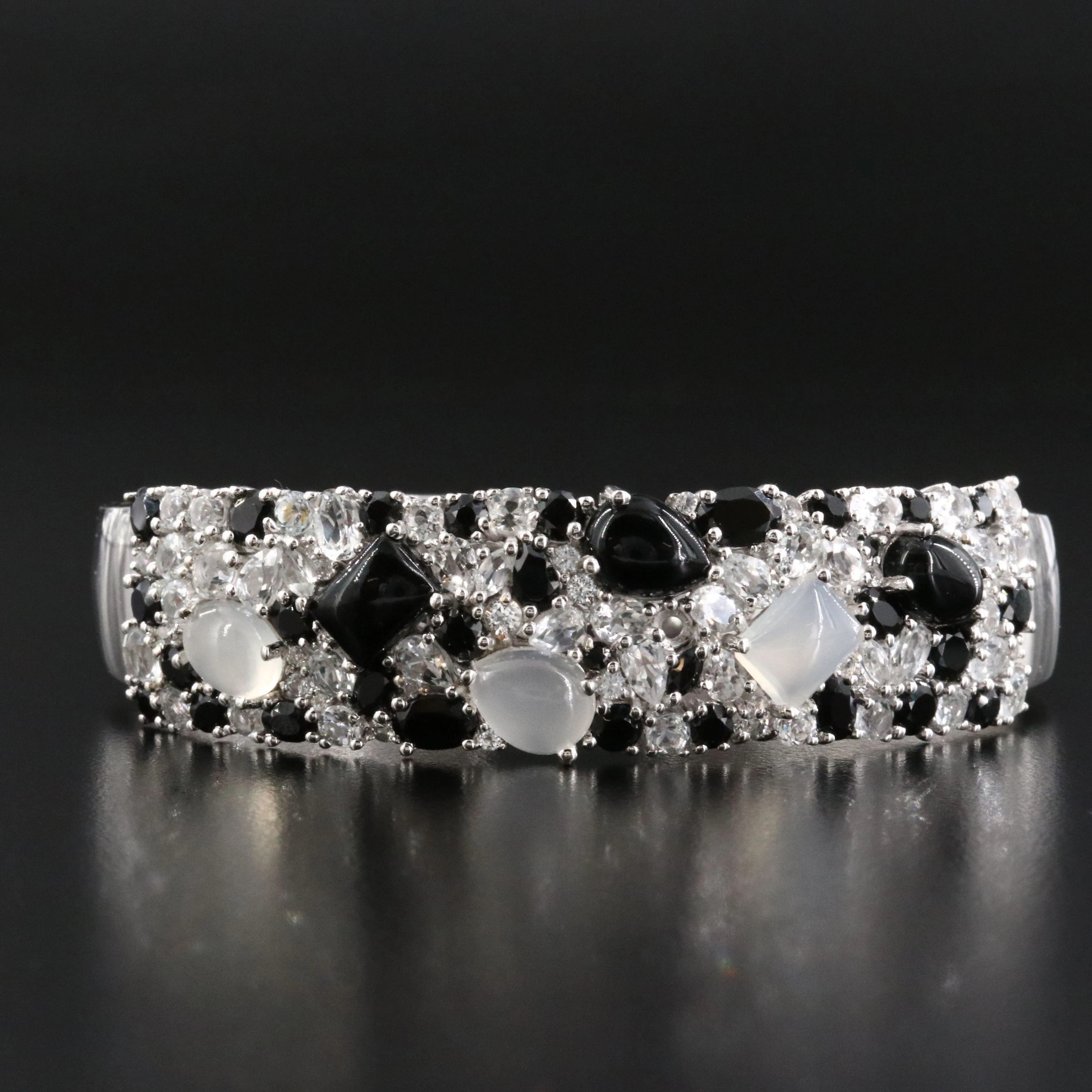 Sterling Cuff Bracelet Including Black Onyx, Topaz and Zircon