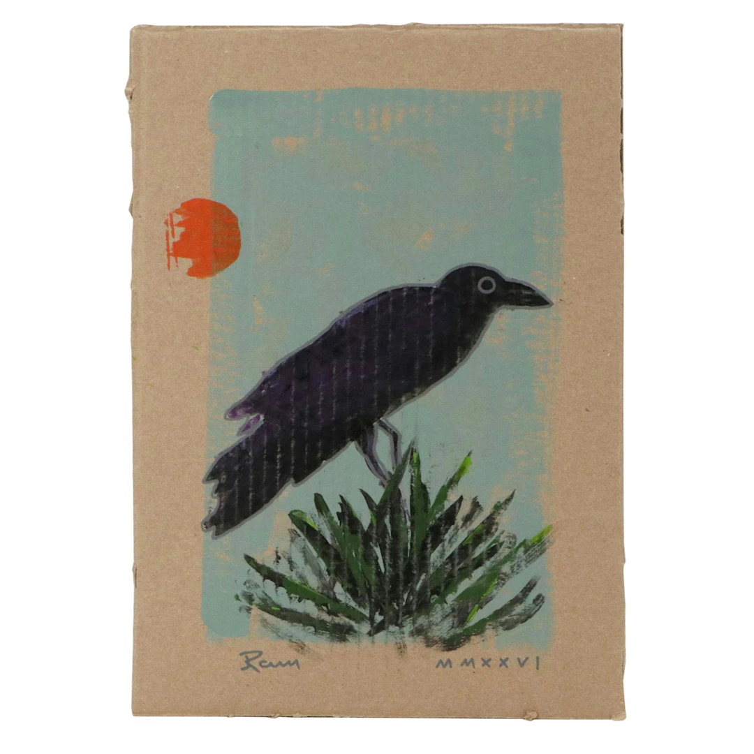 Joshua Ramsey Stylized Southwestern Acrylic Painting "Crow #1" 2026