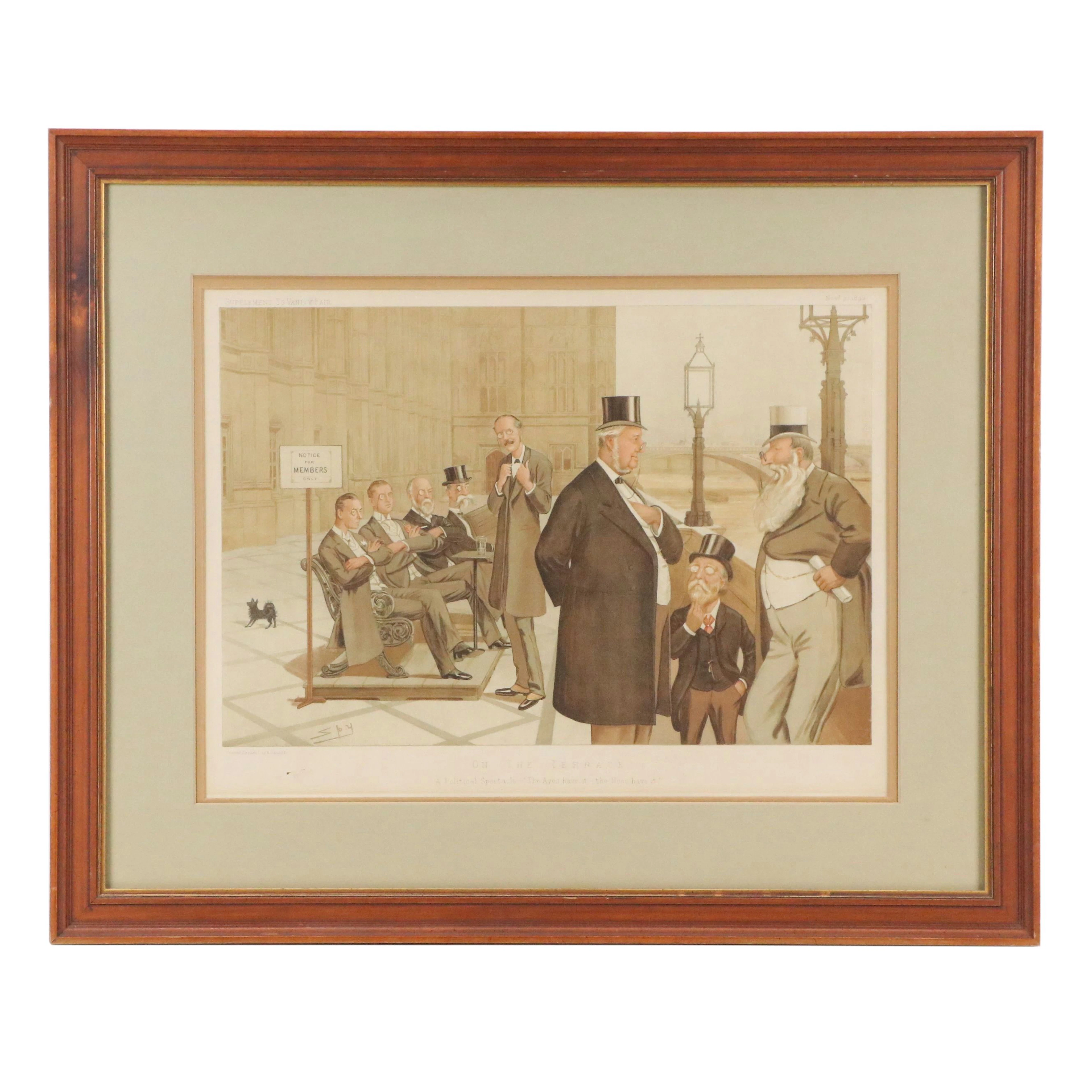 Vanity Fair Color Lithograph After Leslie Ward "On The Terrace," 1893