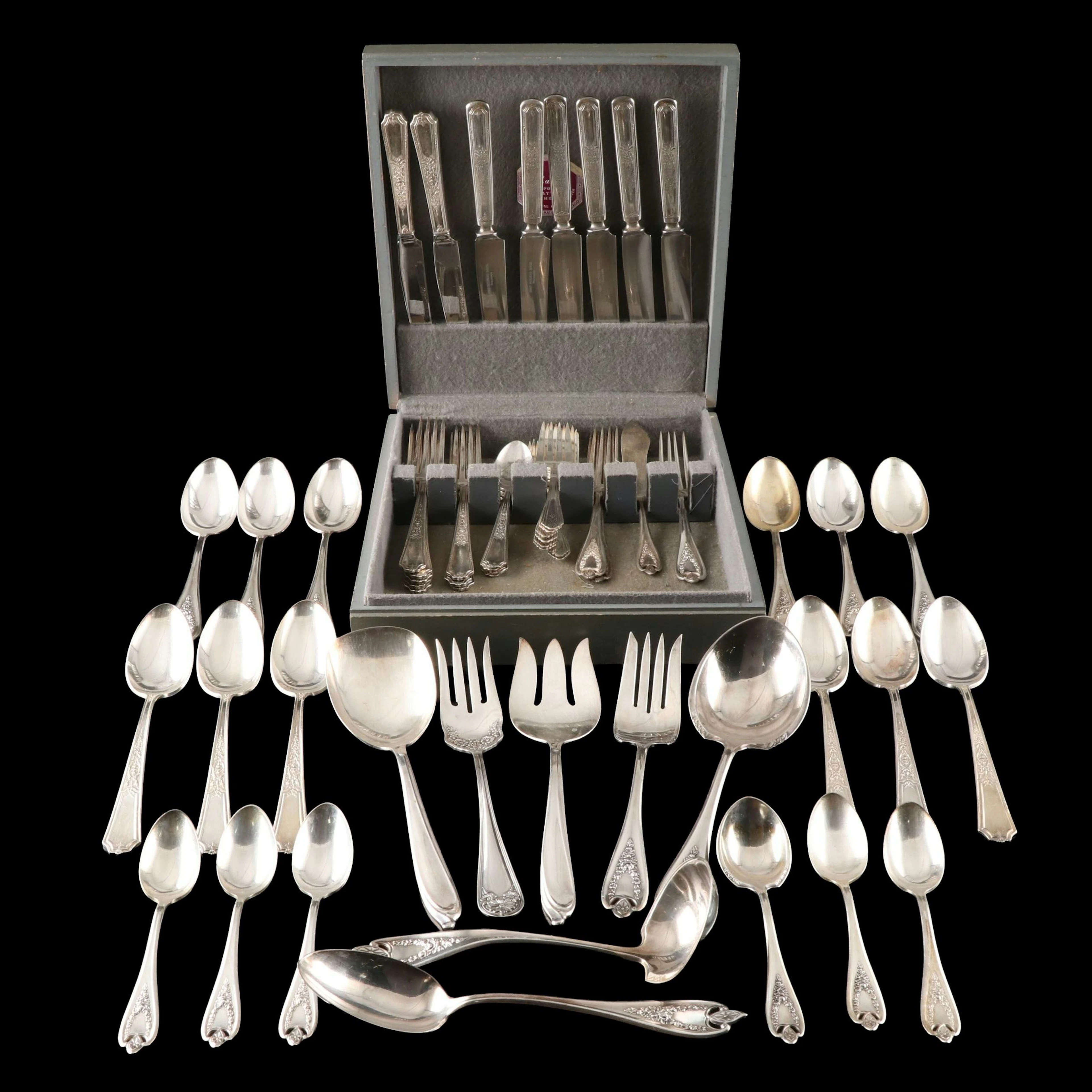 1847 Rogers Bros. "Ancestral" with Other Silver Plate Flatware and