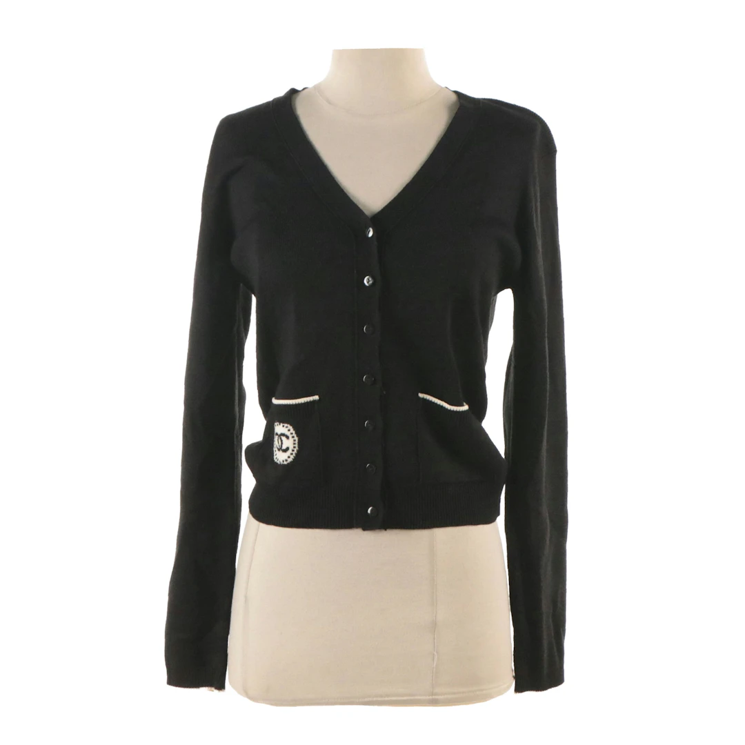 Chanel Uniform V-Neck Cardigan Sweater in Wool Blend