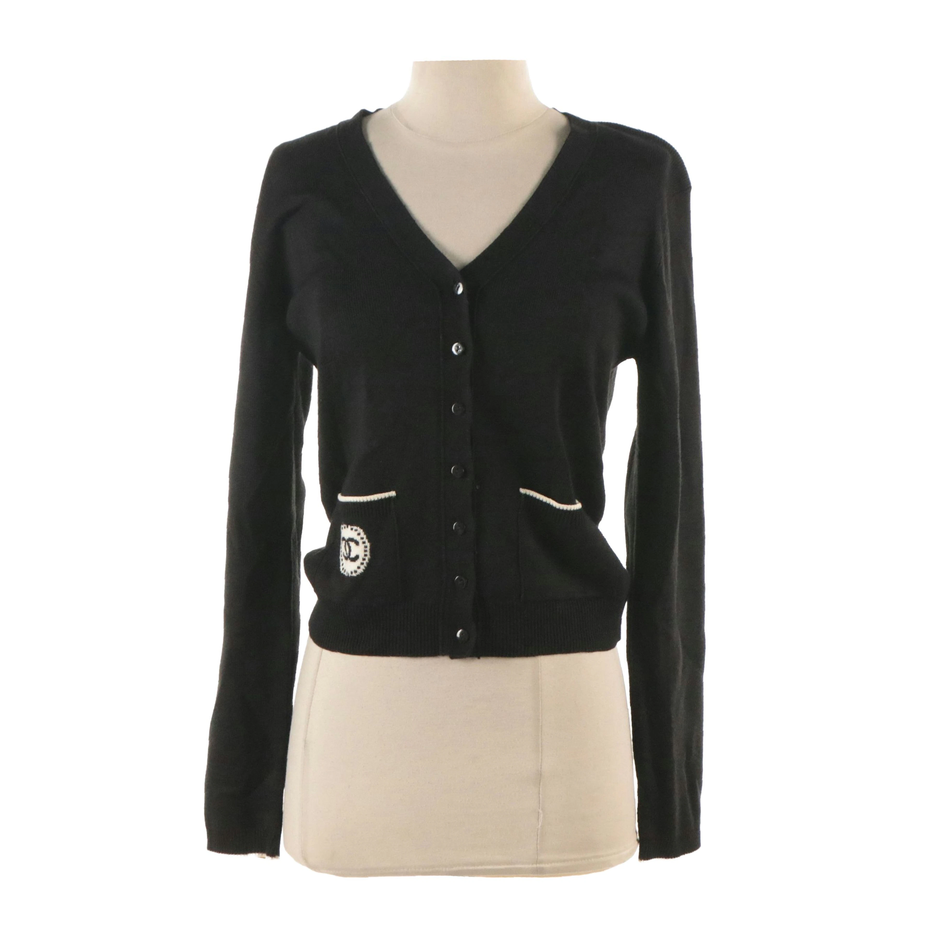 Chanel Uniform V-Neck Cardigan Sweater in Wool Blend