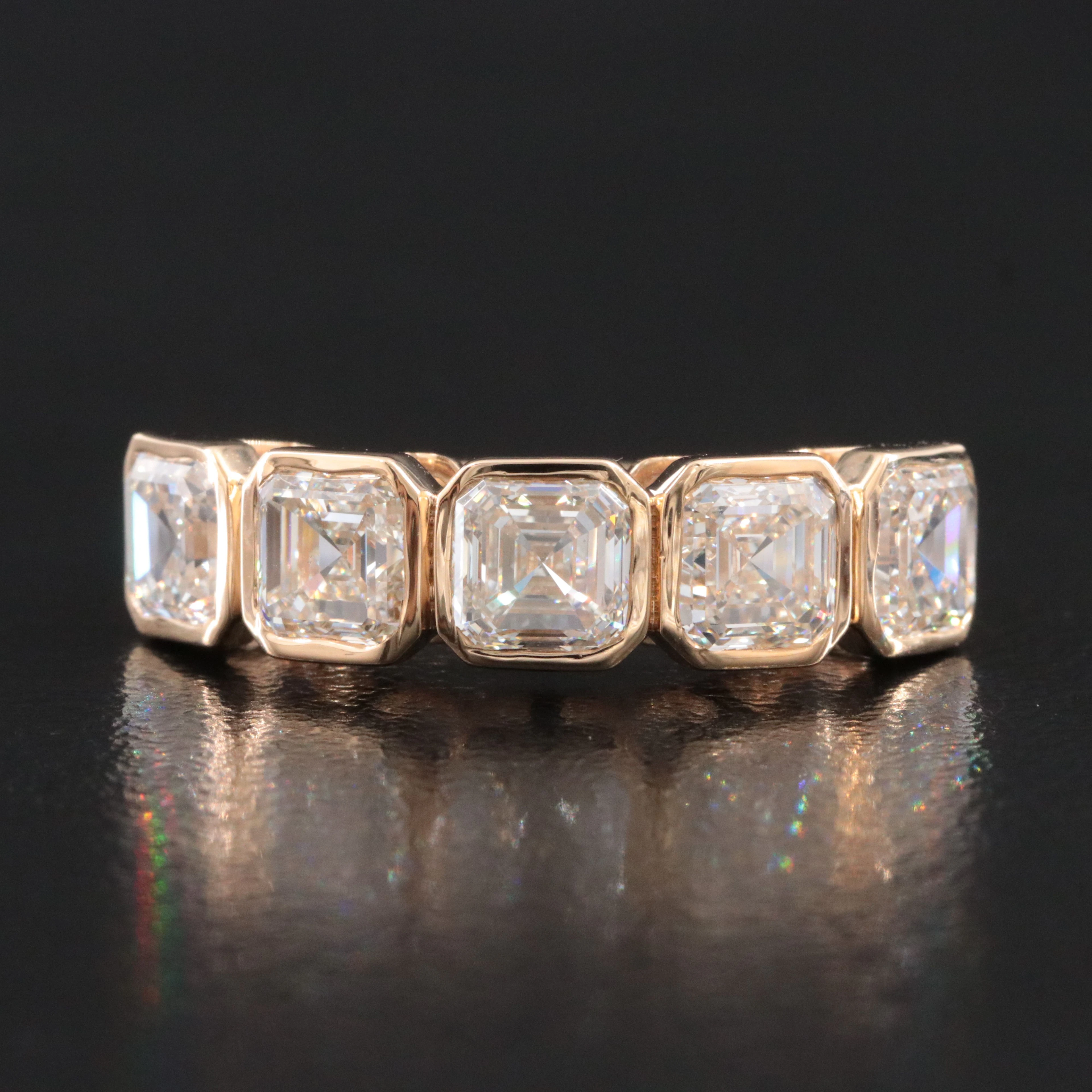 18K 3.52 CTW Diamond Five Stone Ring with GIA Reports