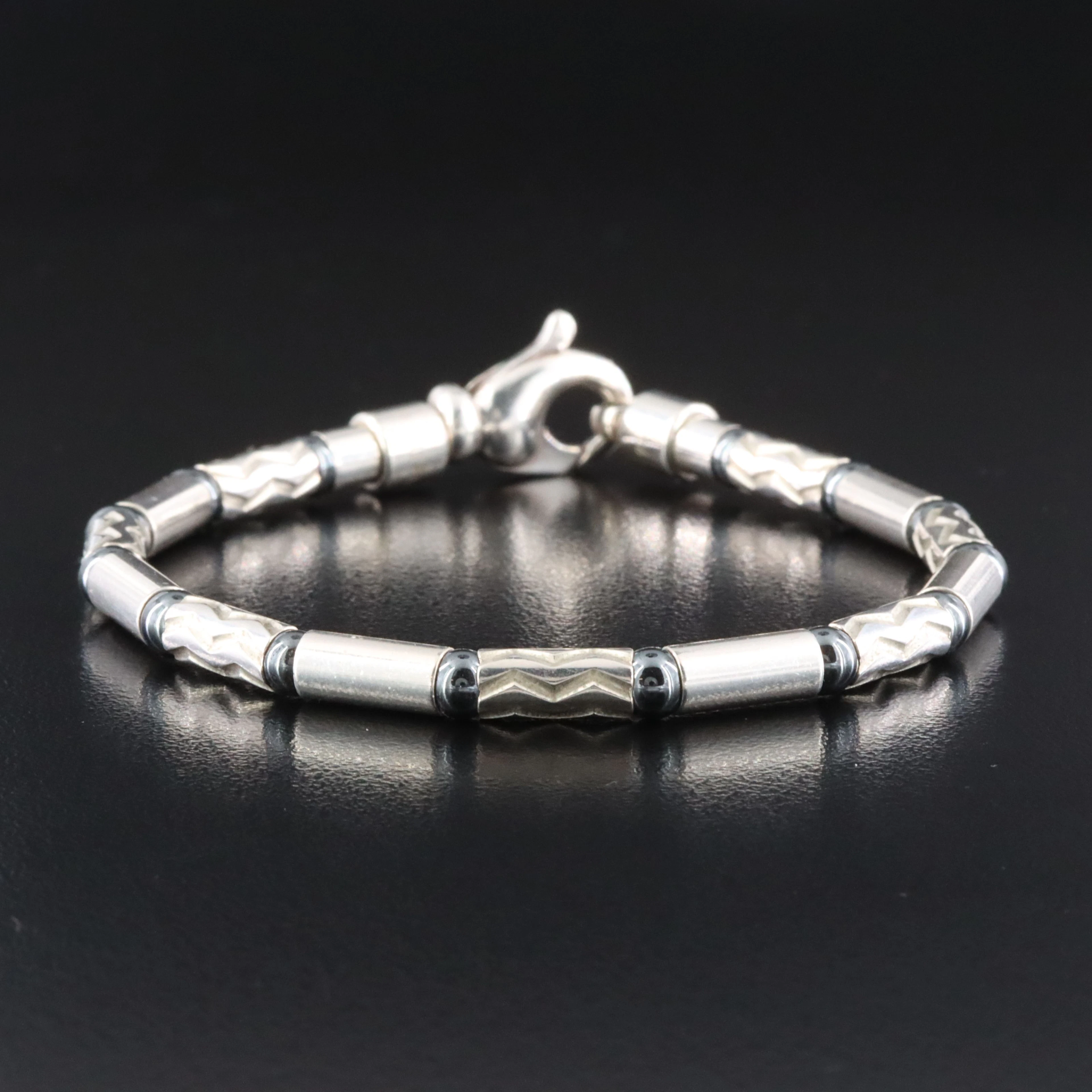Tiffany & Co. Aztec Zig Zag Sterling Hematite Bracelet