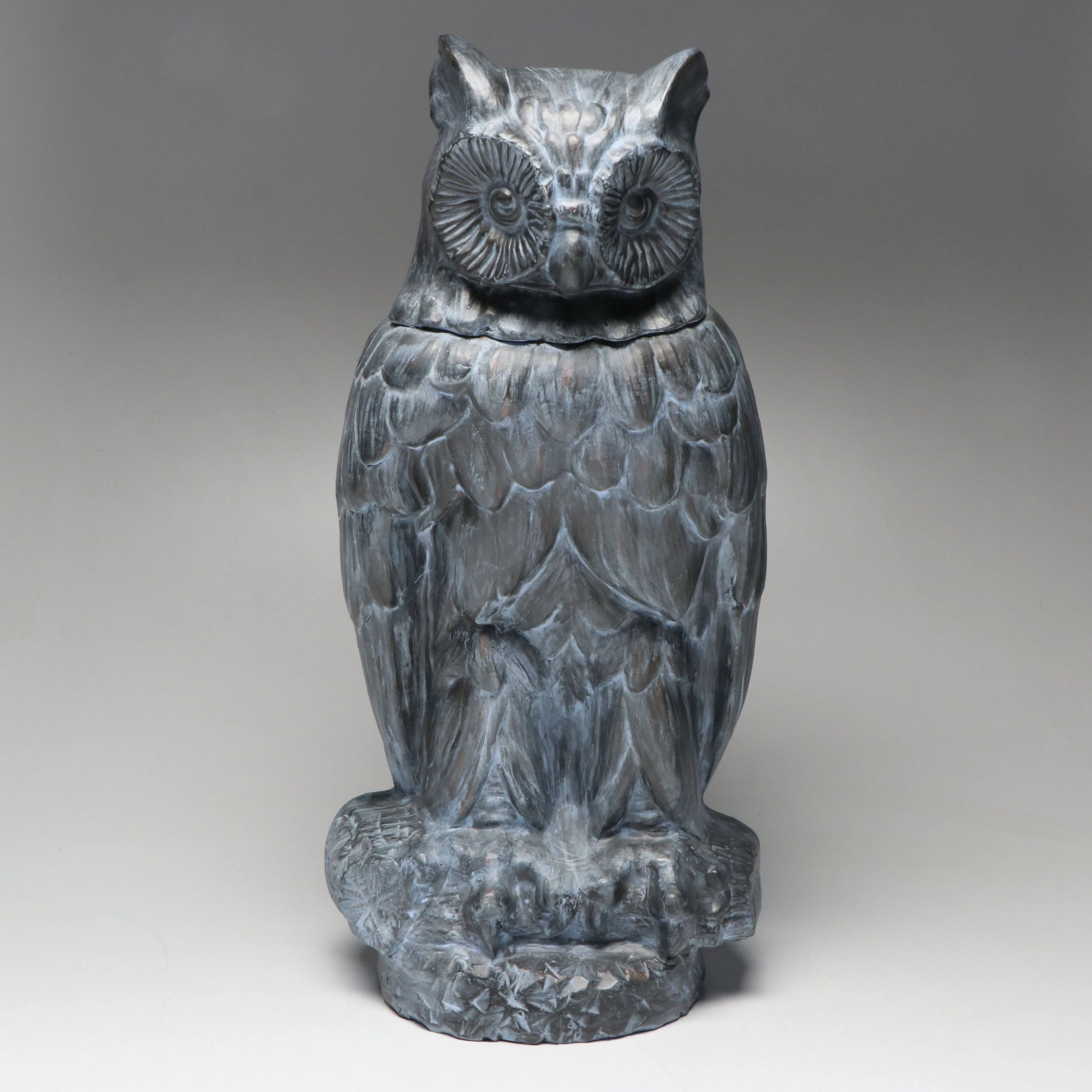 Vintage Black Plaster Owl Figurine