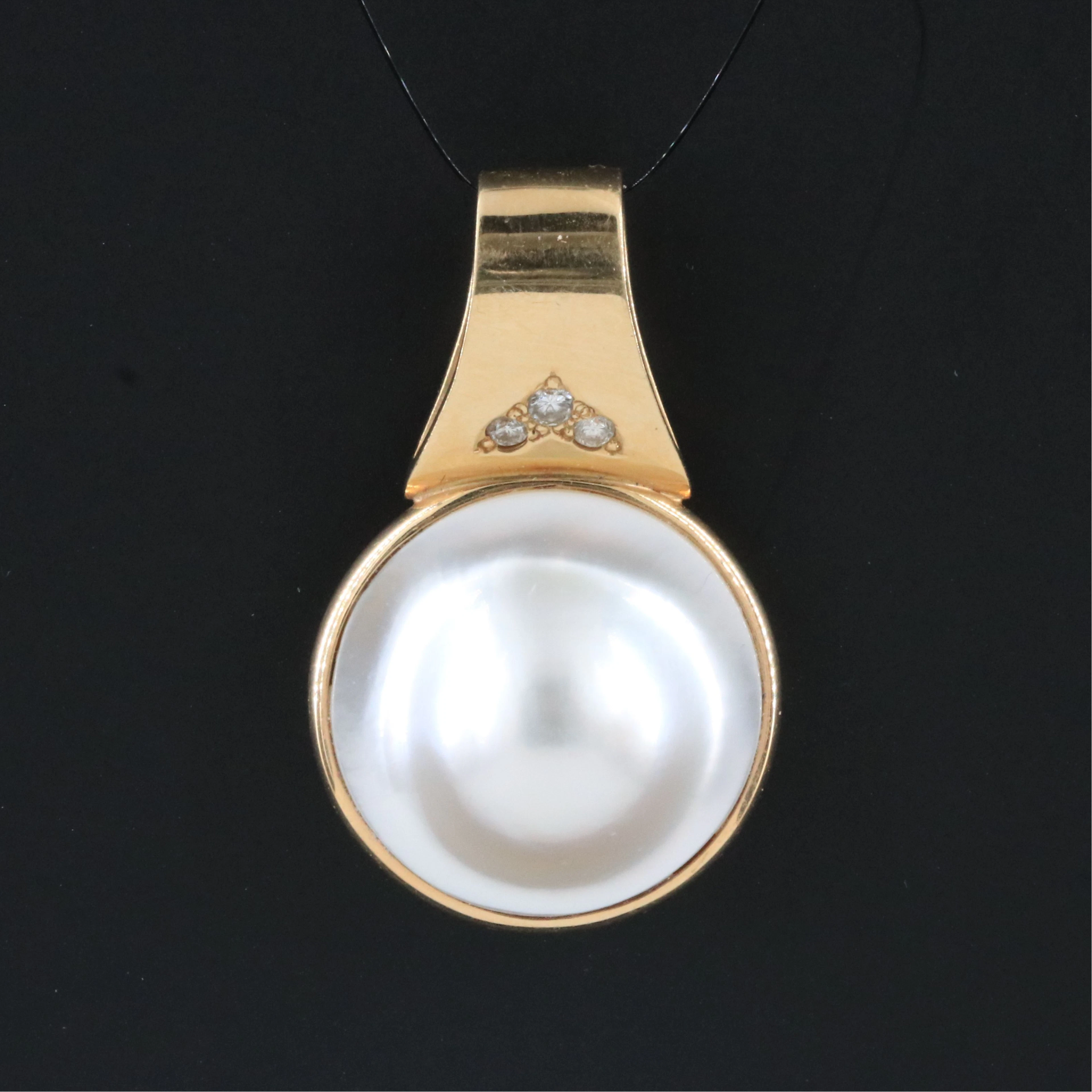 14K Mabé Pearl and Diamond Slide Pendant