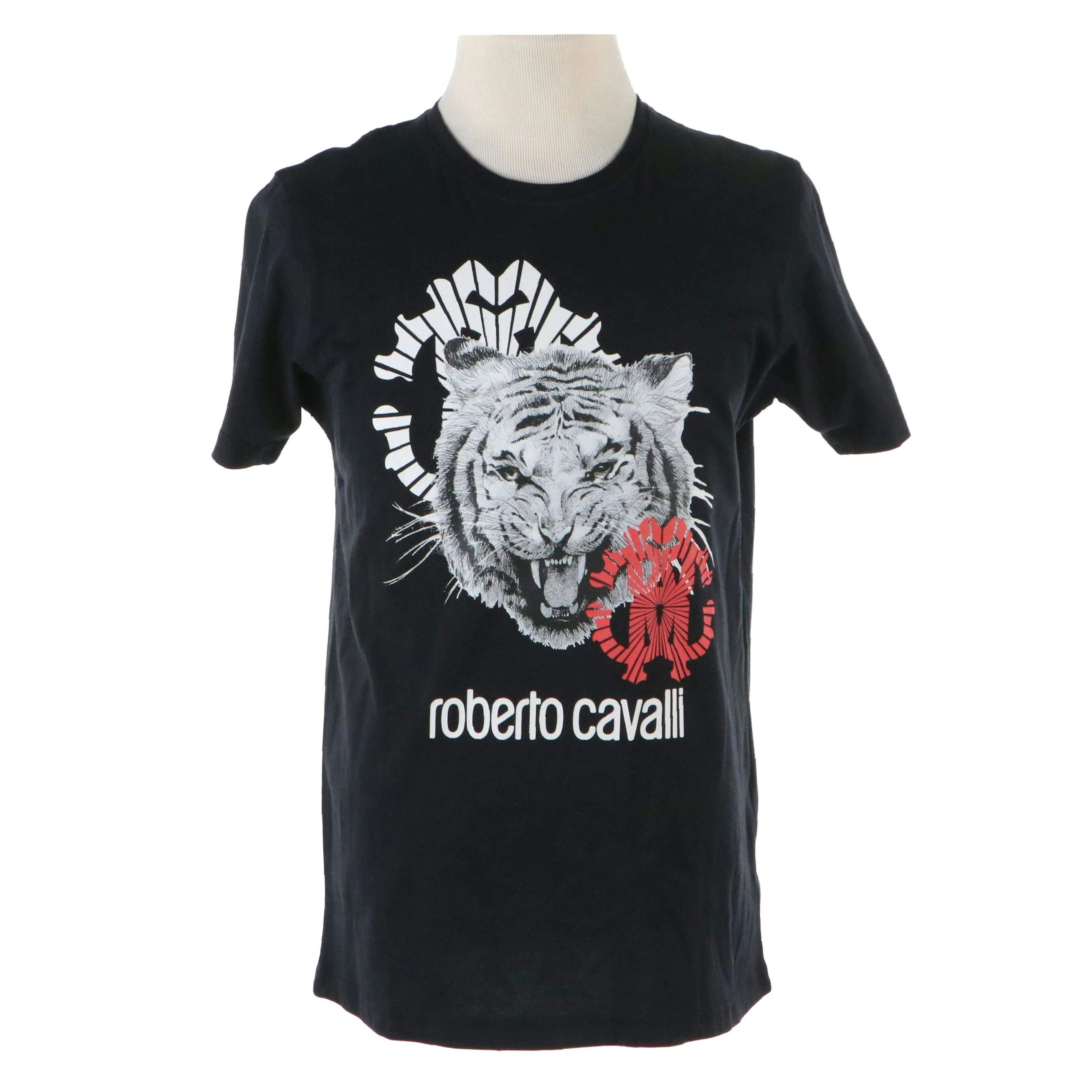 Men's Roberto Cavalli White Tiger Printed Graphic T-Shirt, With Tag