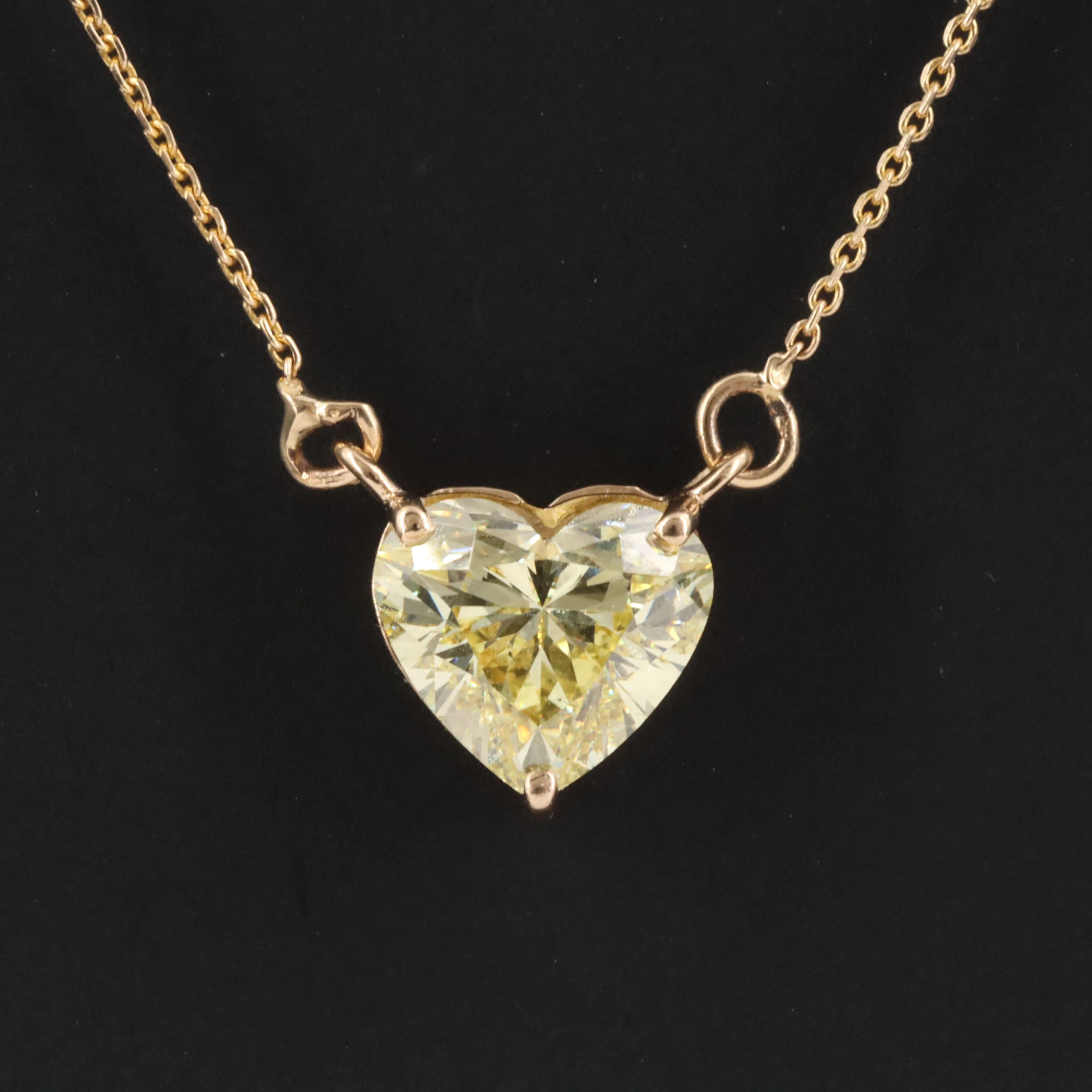 14K 2.01 CT Lab Grown Fancy Yellow Diamond Necklace with IGI Report
