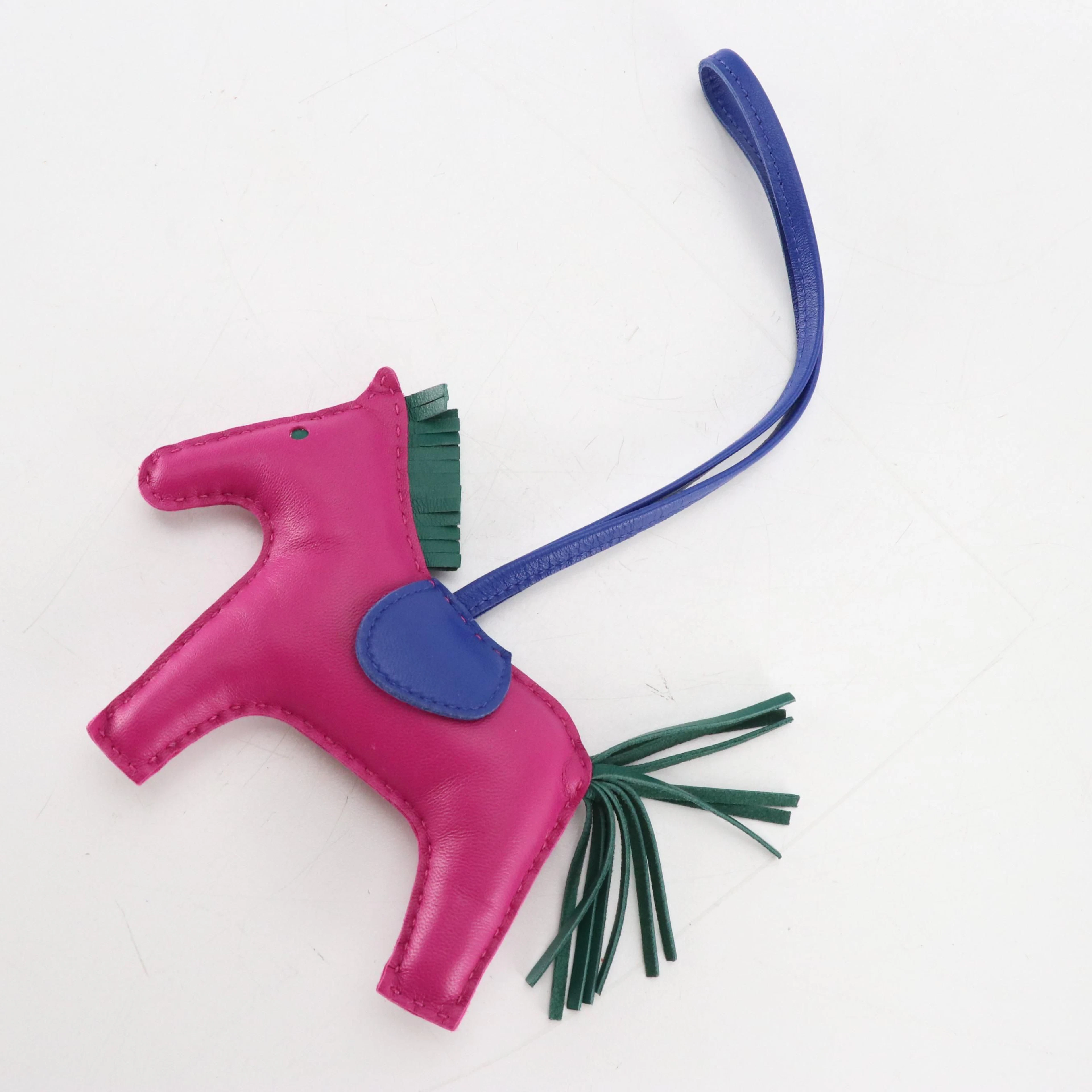 Hermès Rodeo MM Bag Charm in Tricolor Lambskin Leather