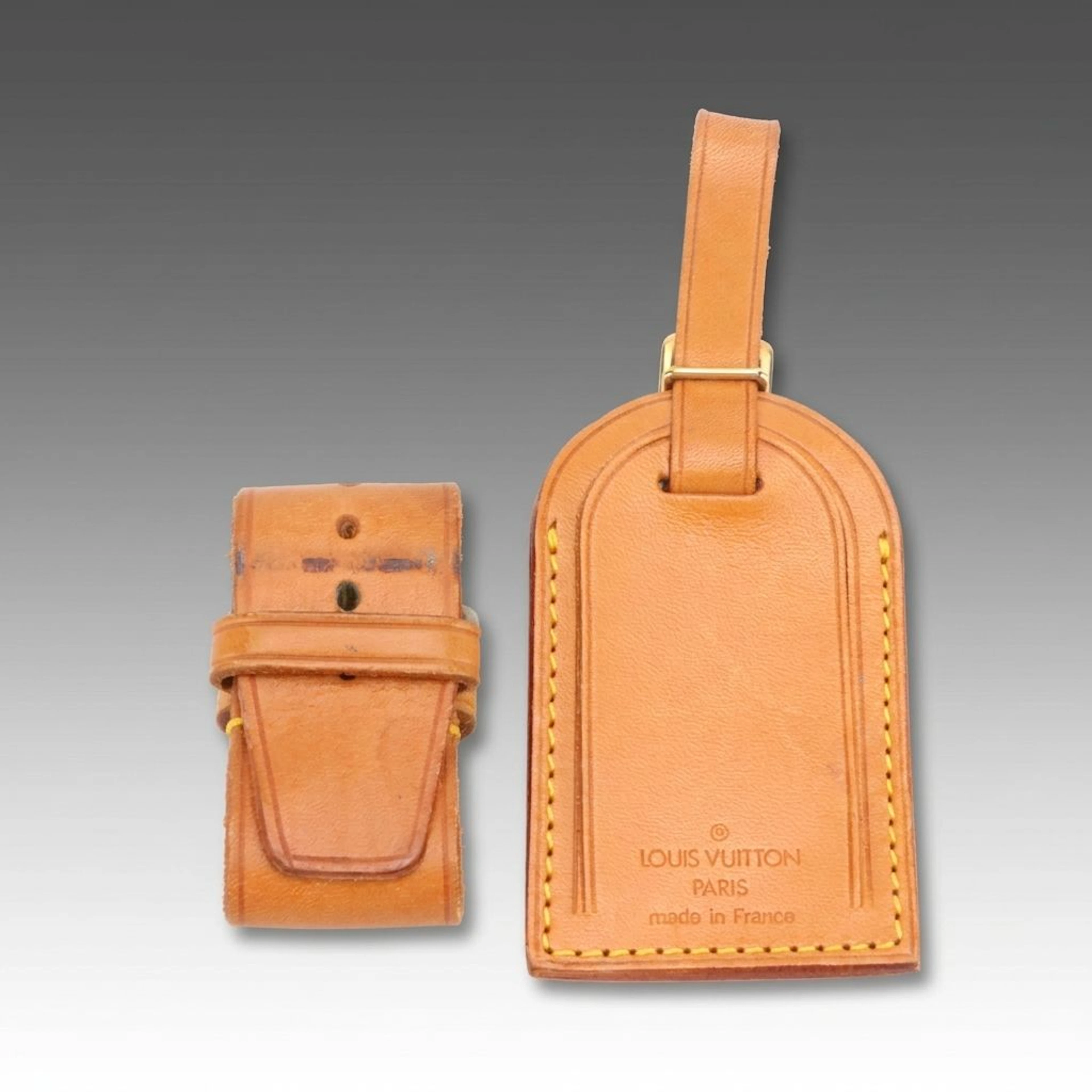 Louis Vuitton Luggage Tag and Poignet Set in Vachetta Leather