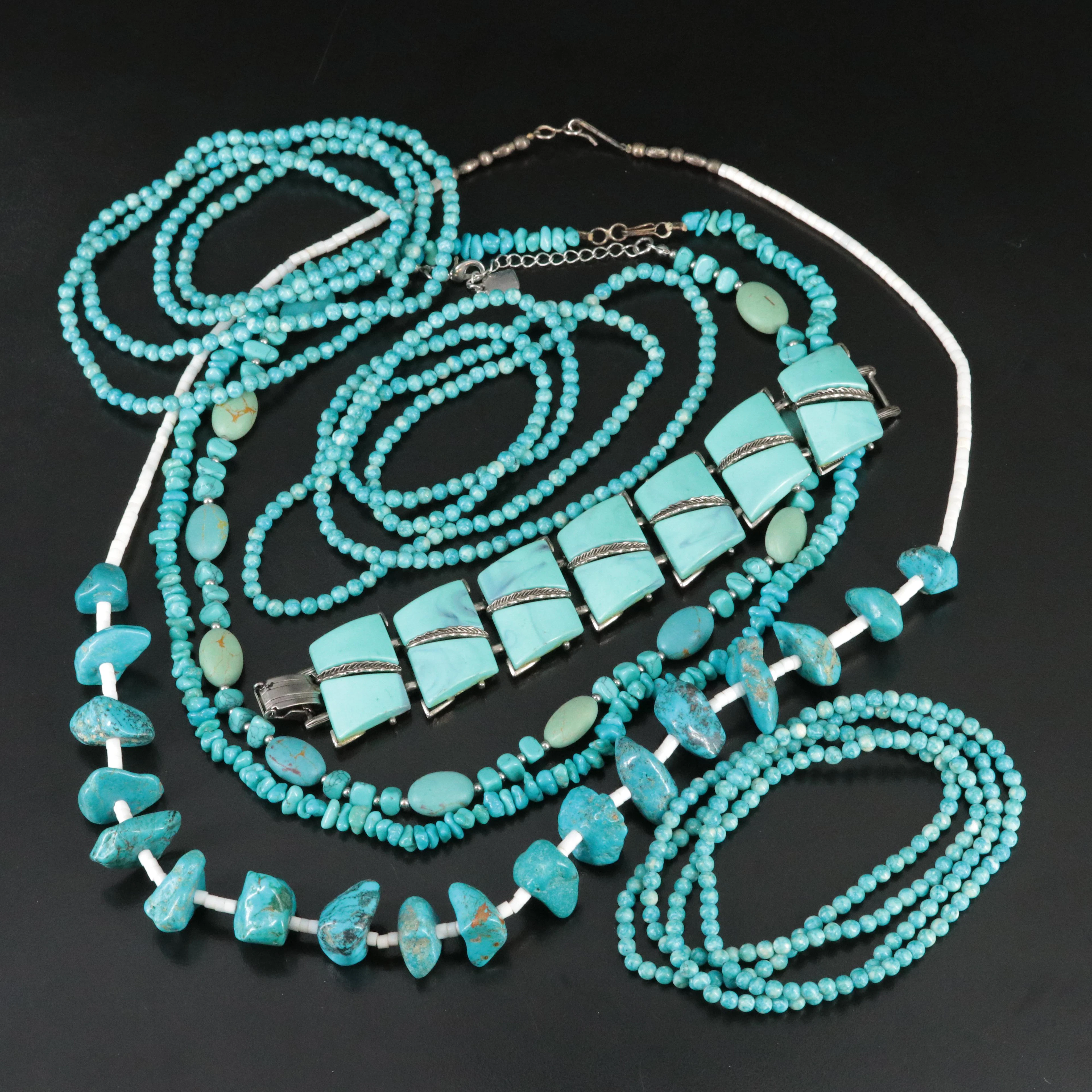 Turquoise and Howlite Featured in Necklace and Bracelet Selection