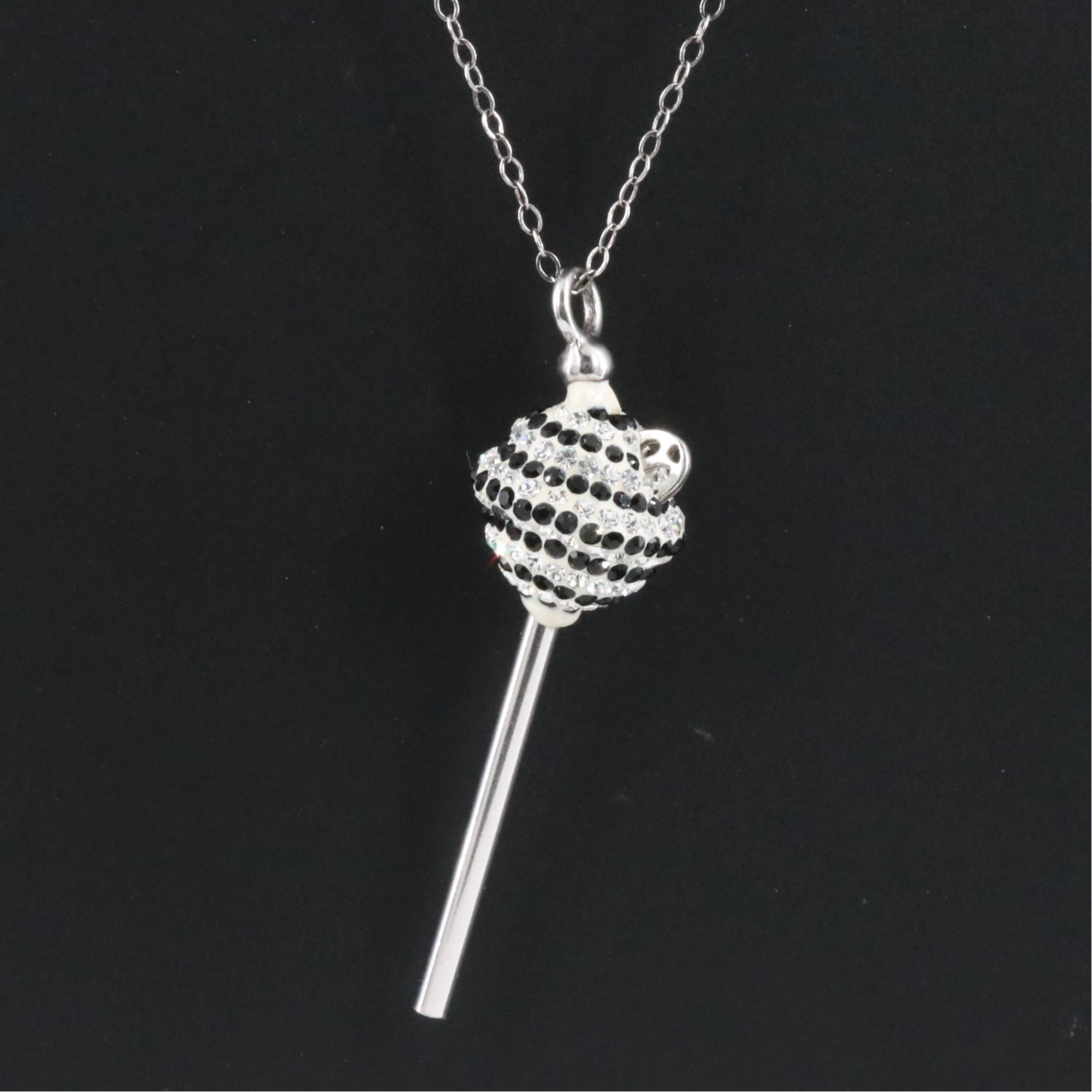 Simone I Smith Sterling Rhinestone Lollipop Pendant Necklace