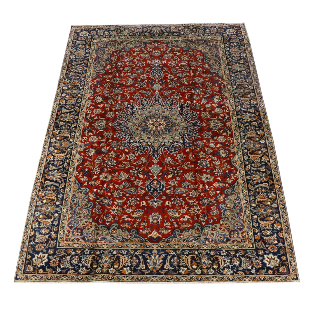 8'6 x 12'3 Hand-Knotted Persian Mashhad Room-Sized Rug