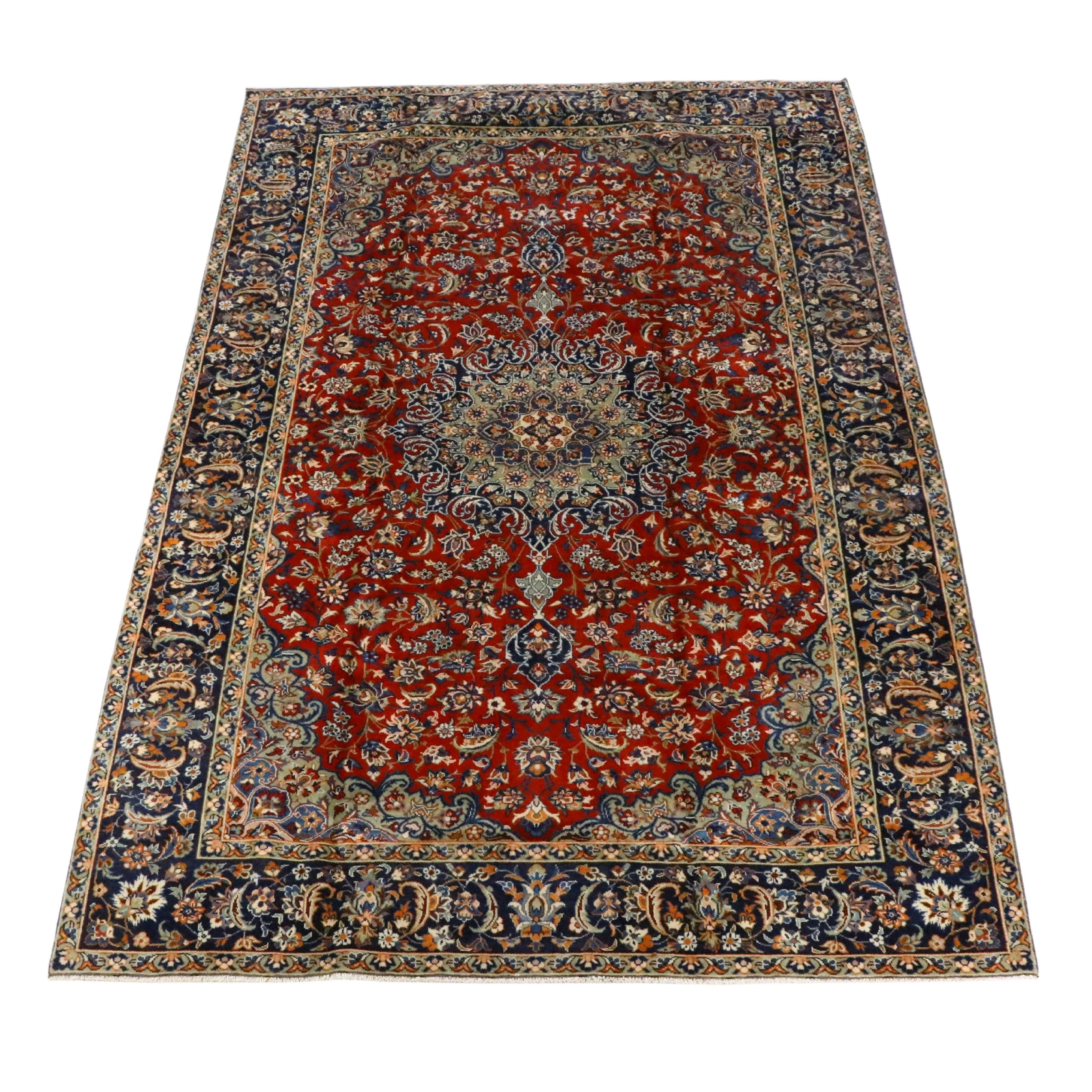 8'6 x 12'3 Hand-Knotted Persian Mashhad Room-Sized Rug