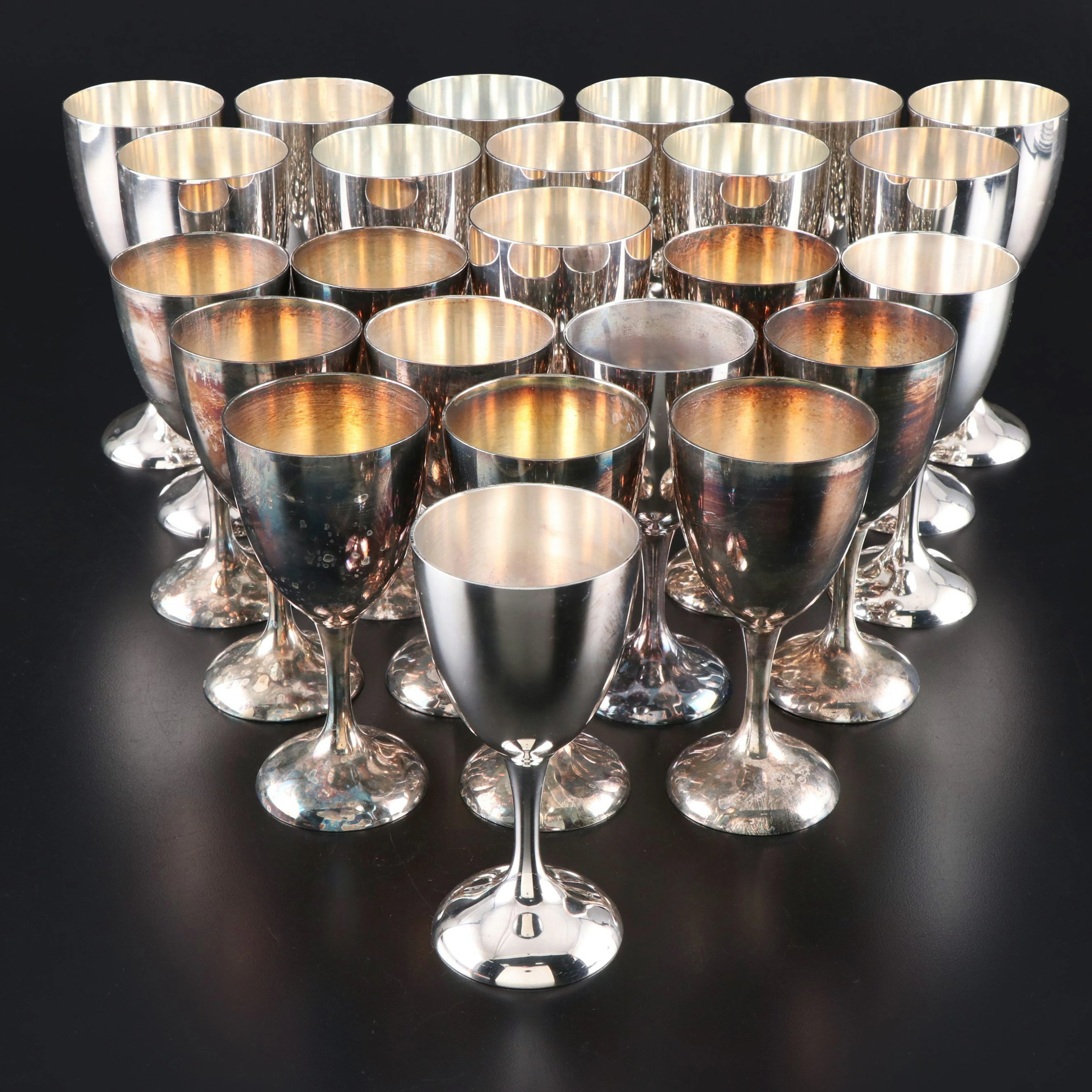 International Silver Plate Water and Wine Goblets