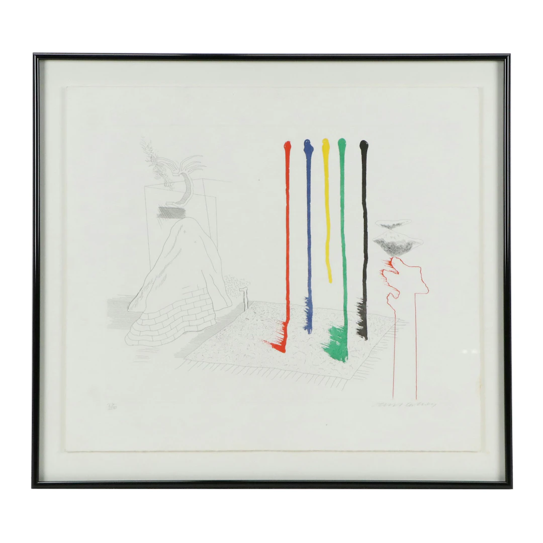 David Hockney Color Etching with Aquatint "I Say They Are," 1976 – 1977