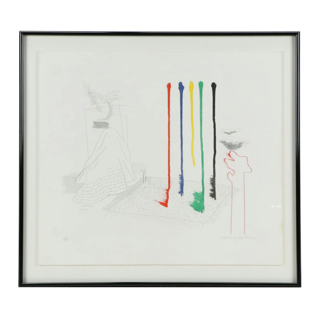 David Hockney Color Etching with Aquatint "I Say They Are," 1976 – 1977