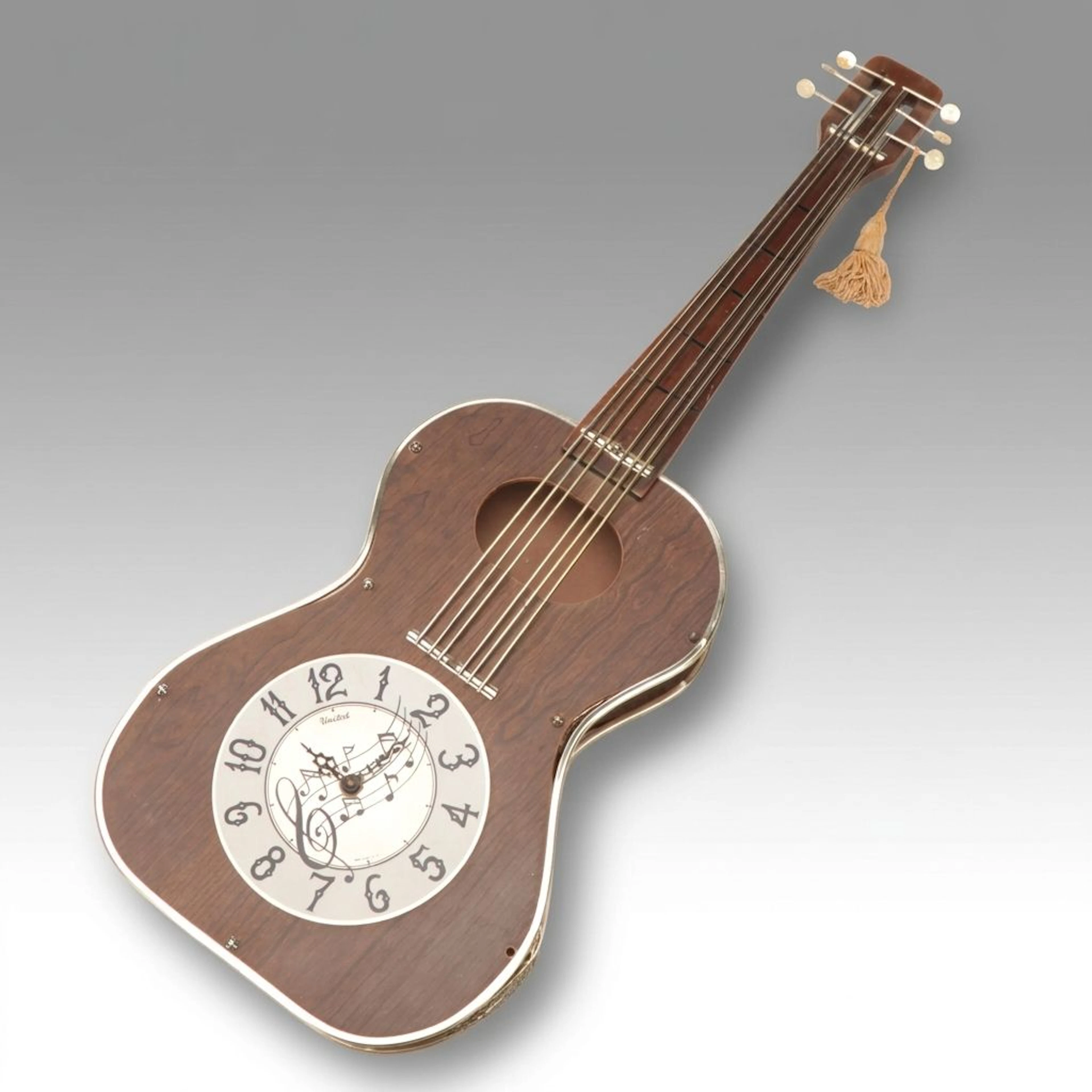 United Metal Goods Guitar-Shaped Wall Clock, Mid to Late 20th Century