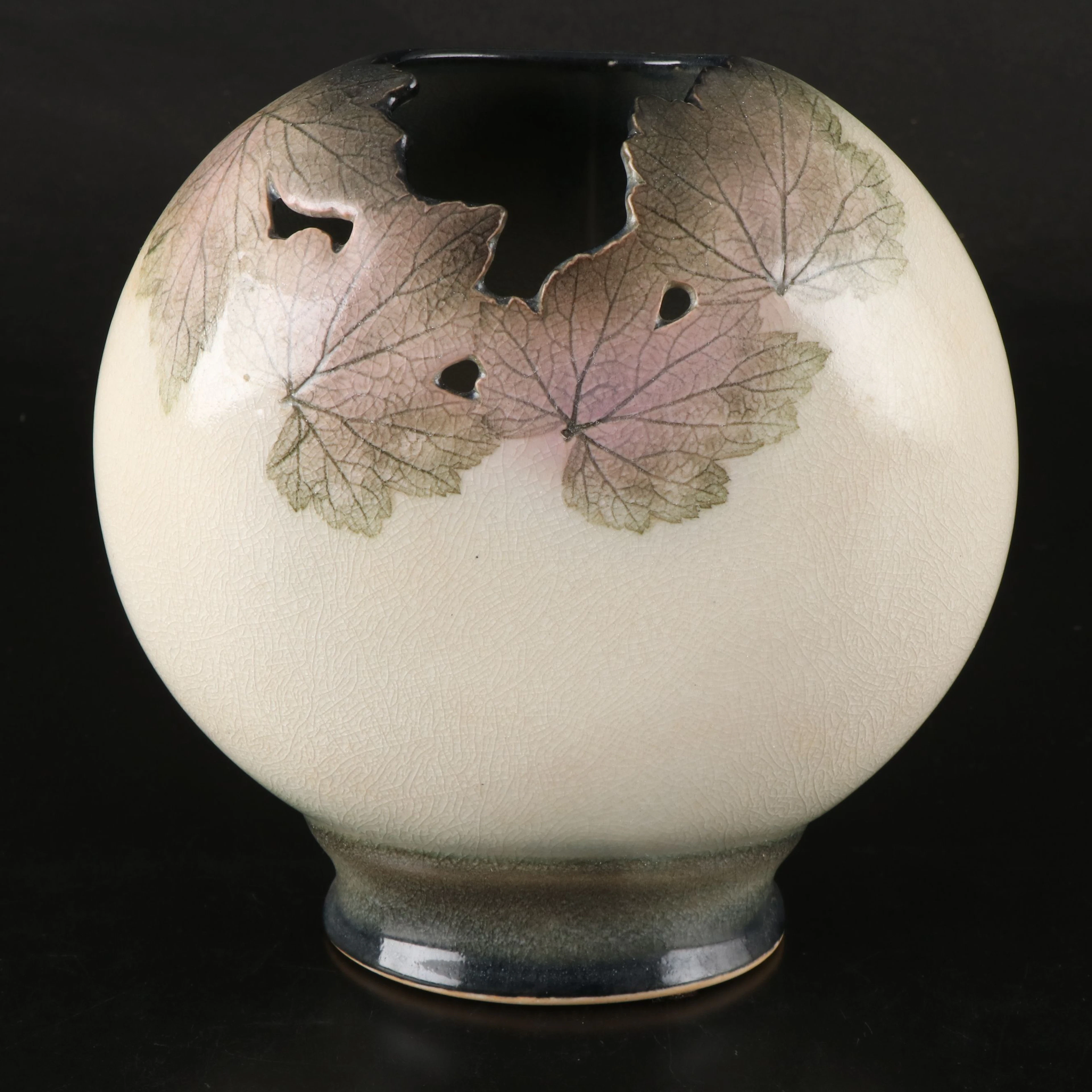 Lena Orlando and Ed Griggs Handmade Maple Leaf Porcelain Vase, 1991