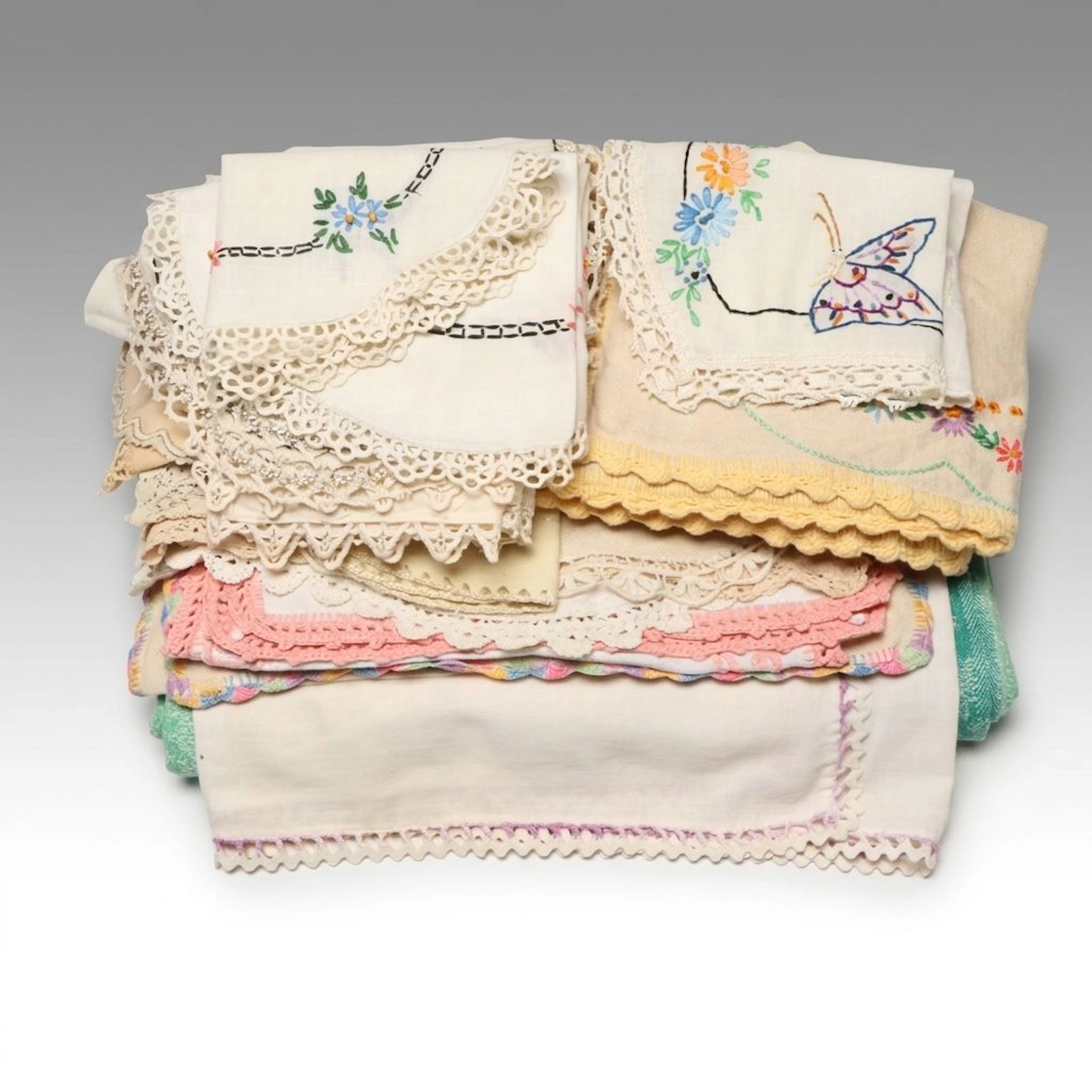 Vintage Embroidered and Other Table Lines, Early to Mid-20th Century