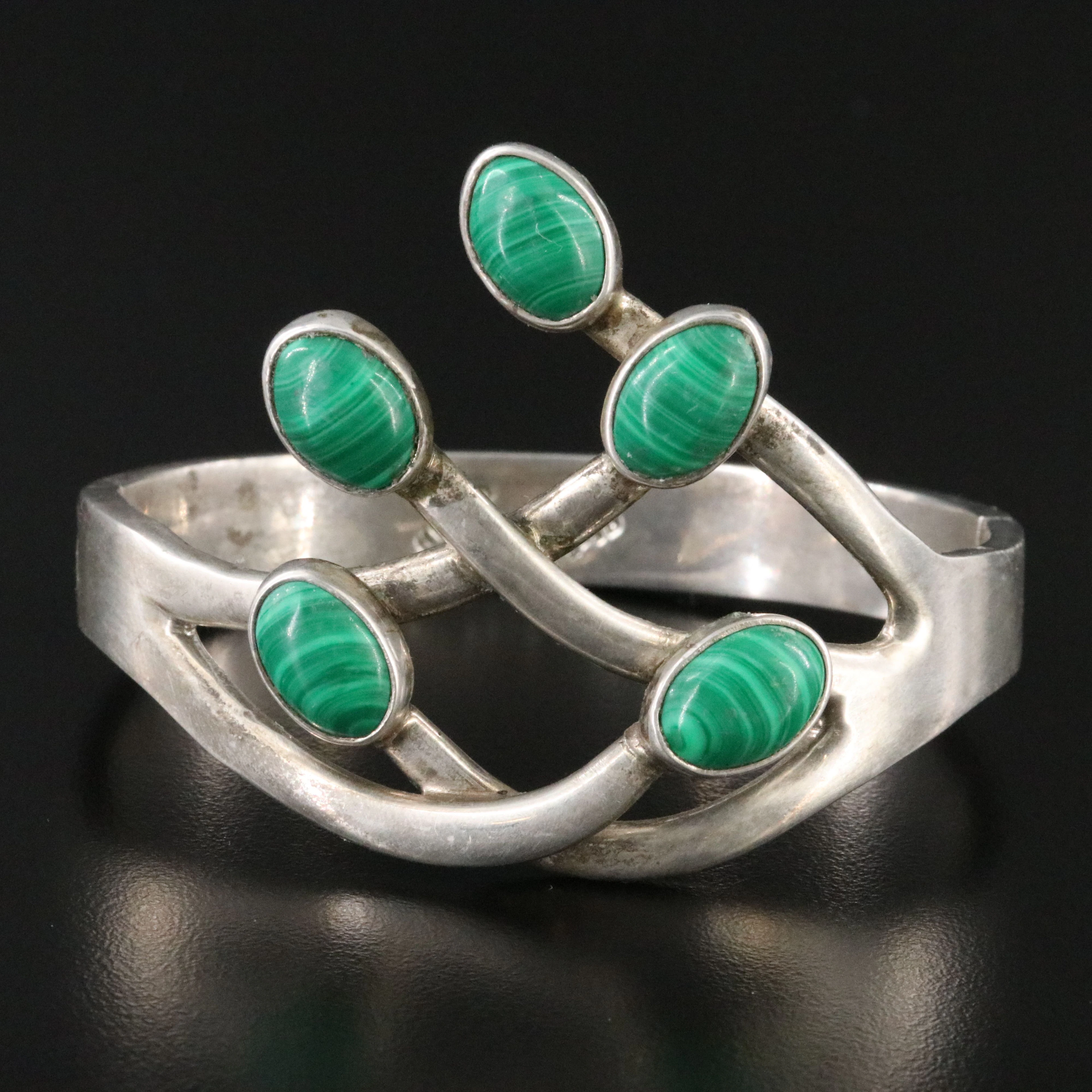 Taxco Mexican Sterling Malachite Branch Bracelet