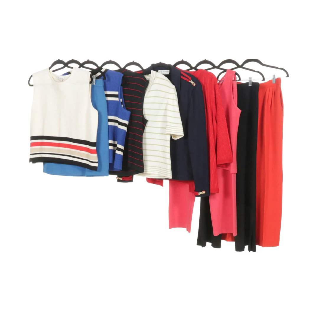 St. John Striped Knit Tank Tops with Knit Blazer, Pants and More