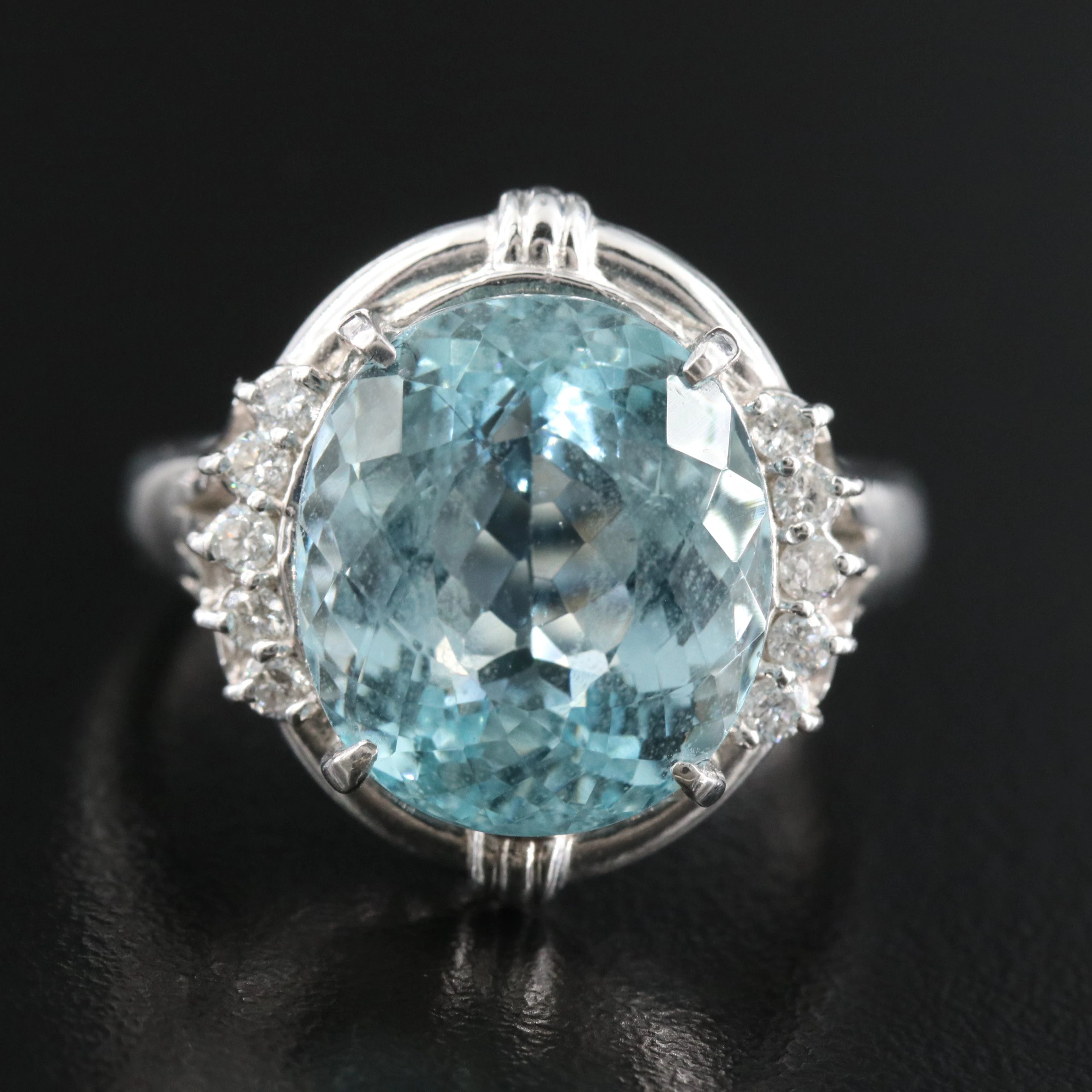 Platinum 11.24 CT Aquamarine and Diamond Ring