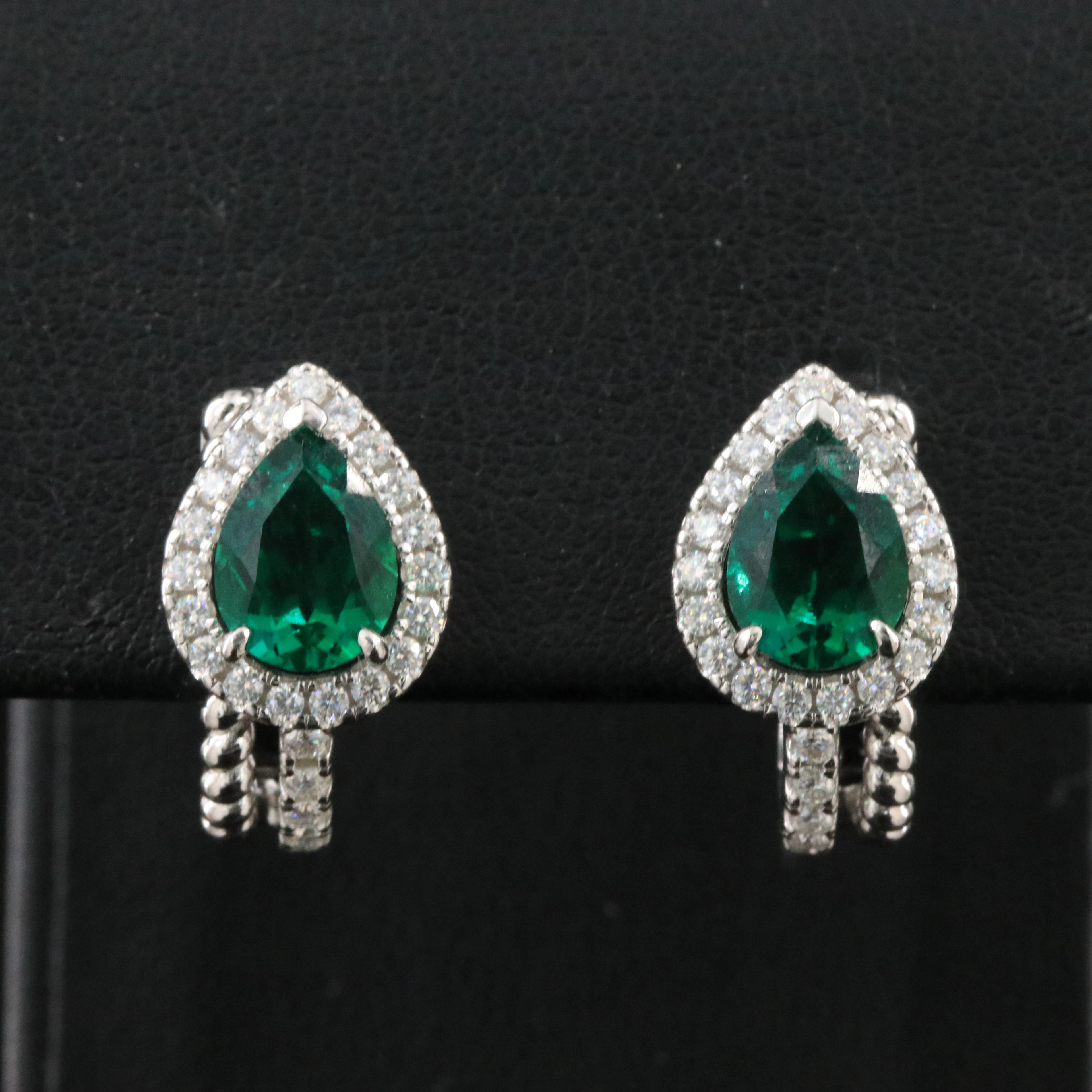 Sterling Emerald and Moissanite Earrings