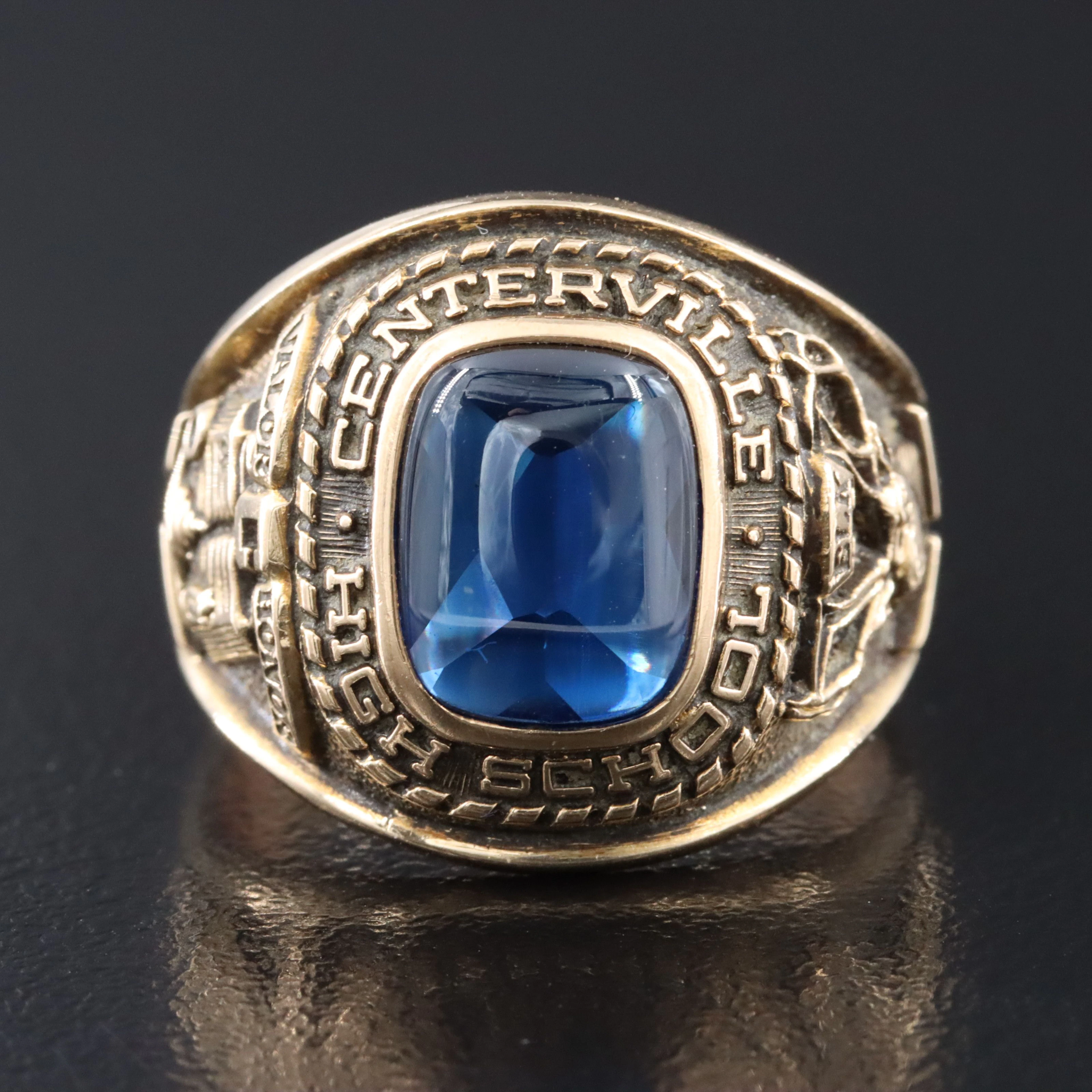 Vintage 10K Blue Spinel Class Ring