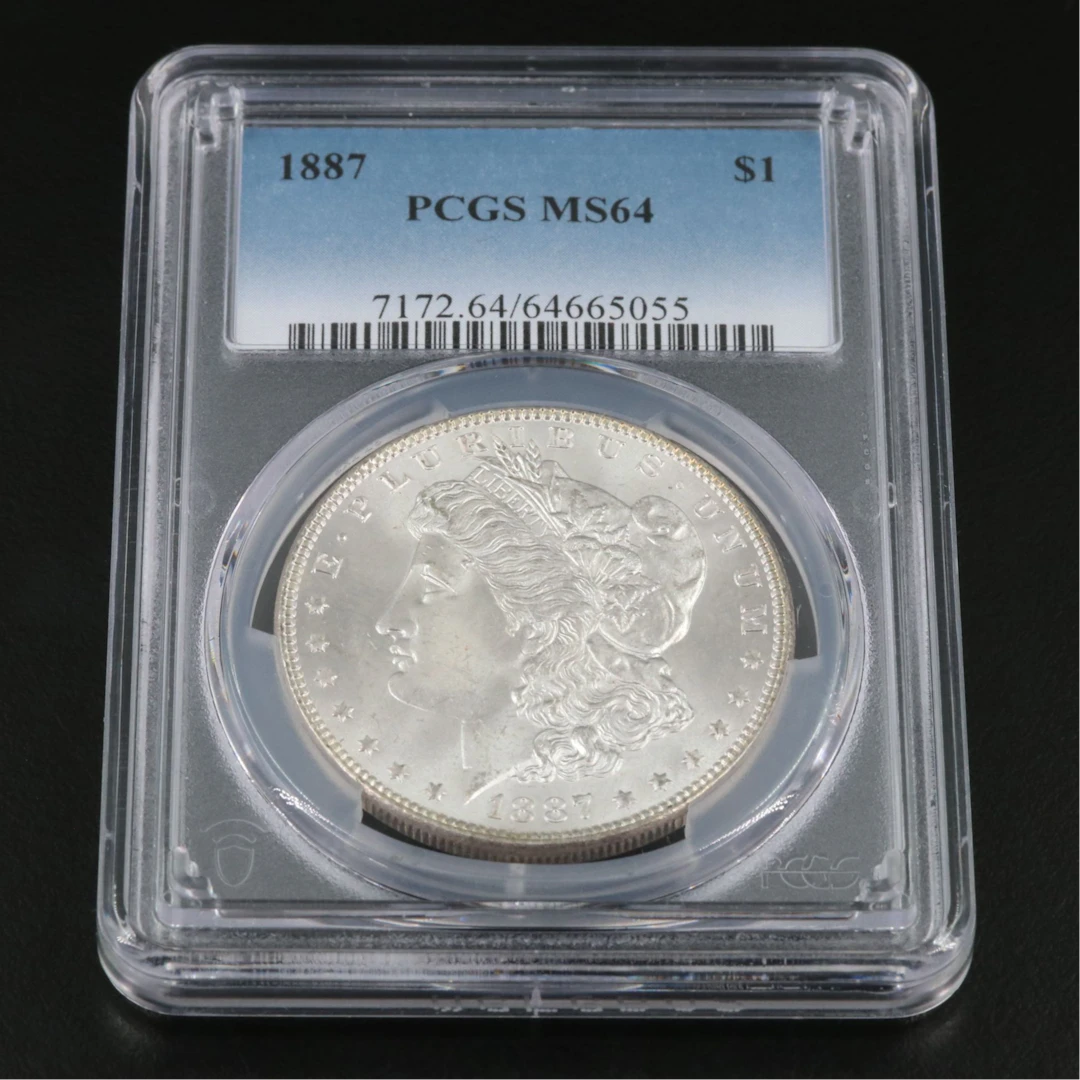 PCGS Graded MS64 1887 Silver Morgan Dollar