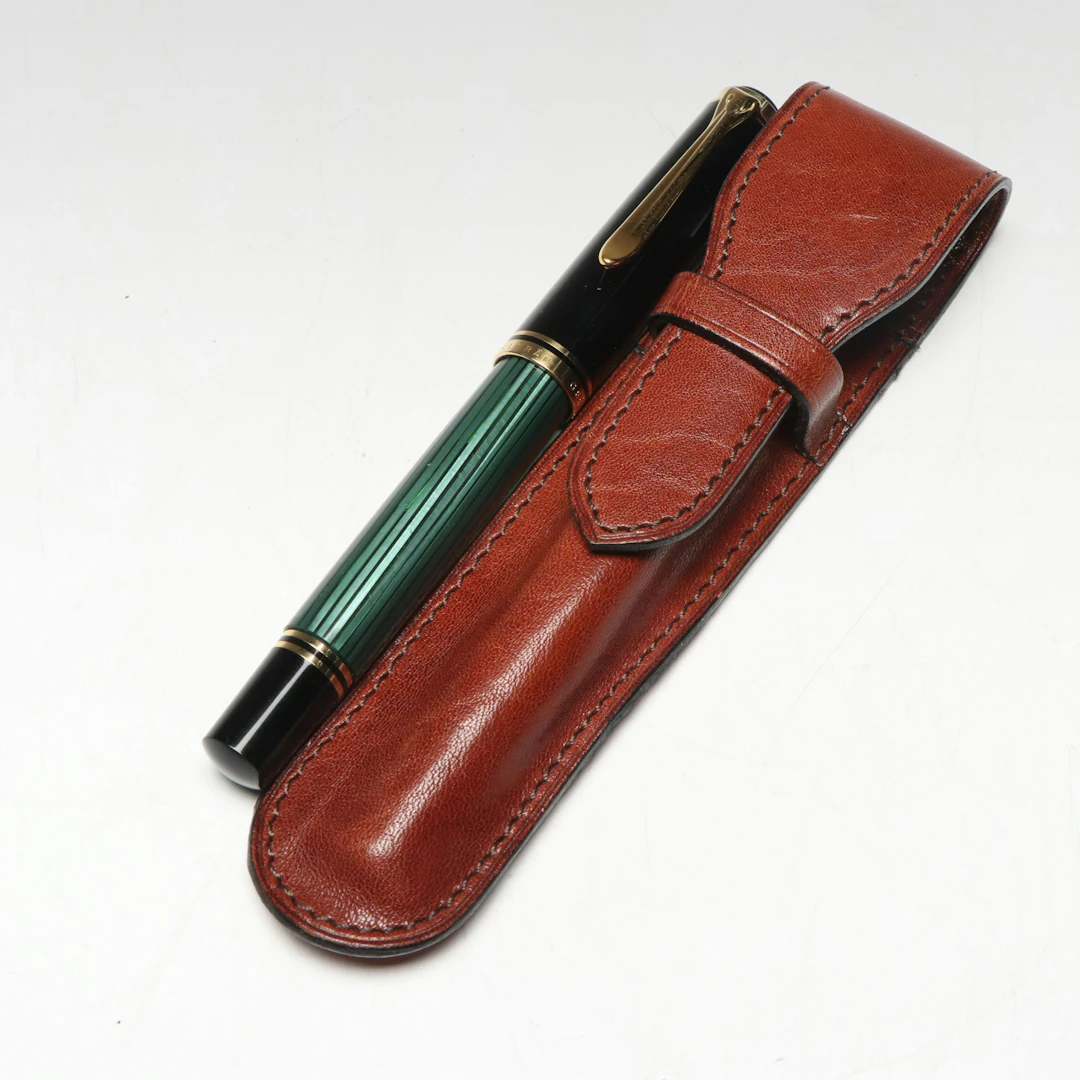 German Pelikan "Souverän" Green Fountain Pen with Mignon Leather Case