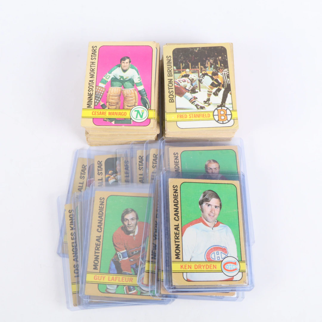1972-73 Topps Hockey Cards with Bobby Orr, Bobby Hull, and Tony Esposito