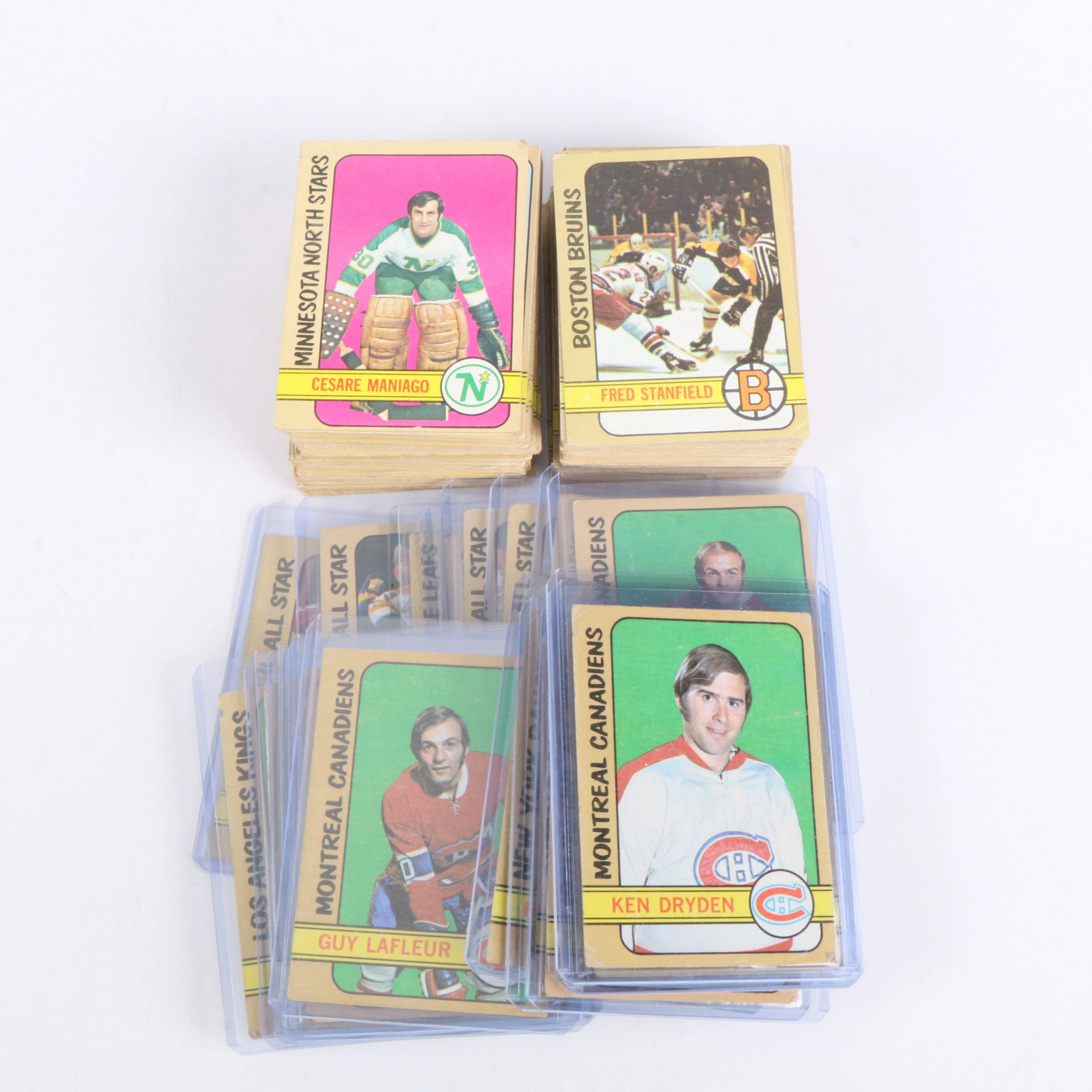 1972-73 Topps Hockey Cards with Bobby Orr, Bobby Hull, and Tony Esposito