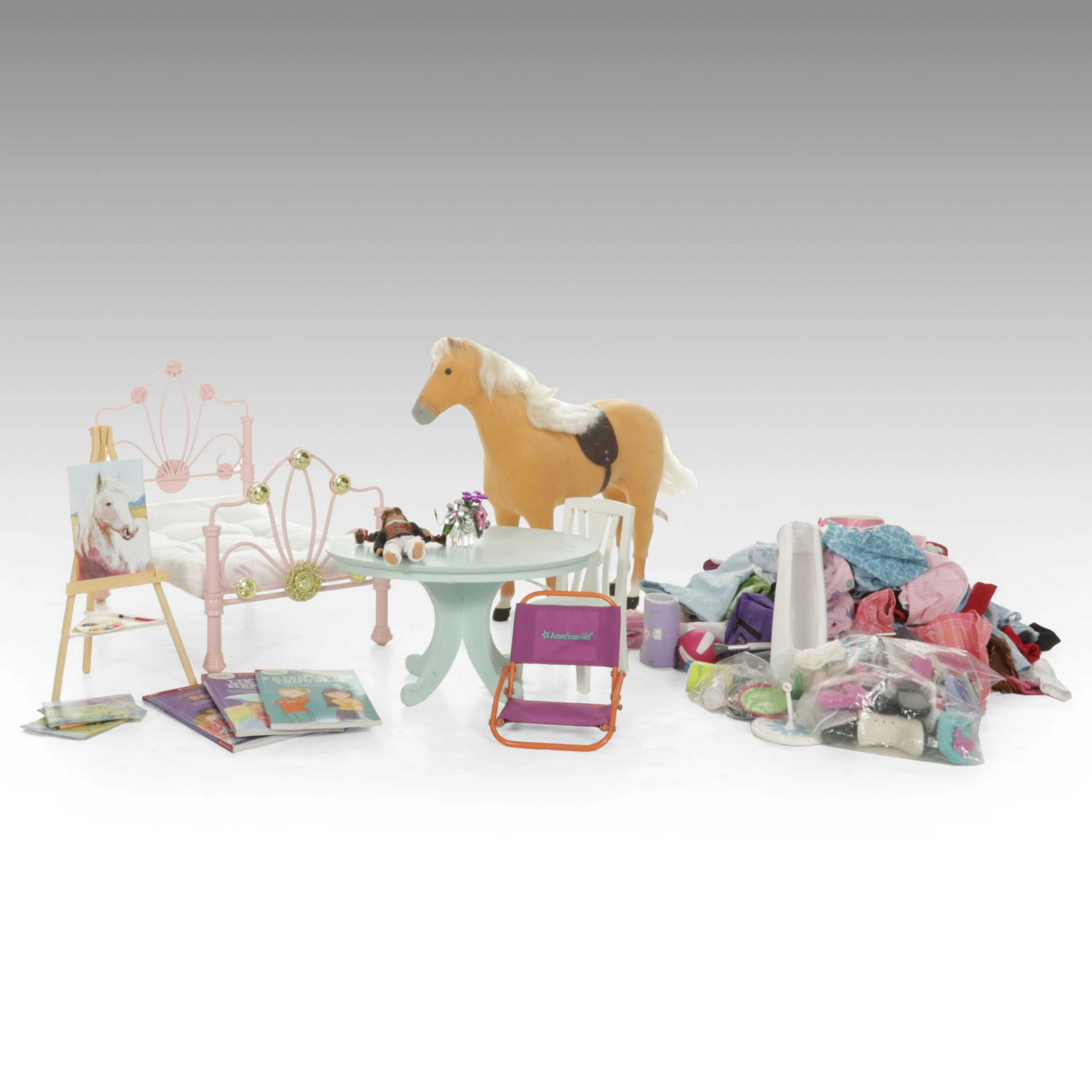 American Girl Palomino Horse with Mini "Molly" Doll, Clothes, Furniture & More
