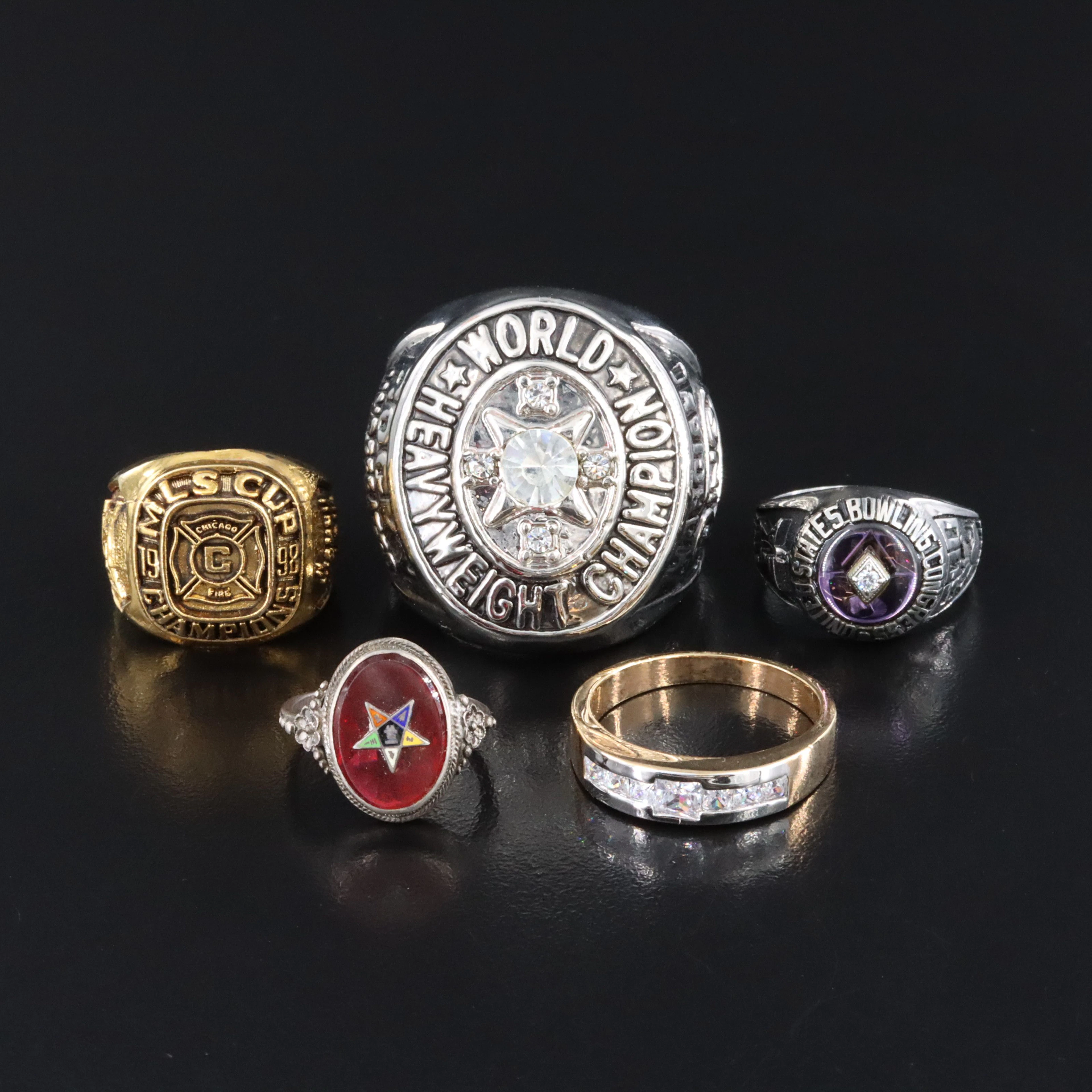 Sterling Order of the Eastern Star, Championship & Replica Featured in Rings