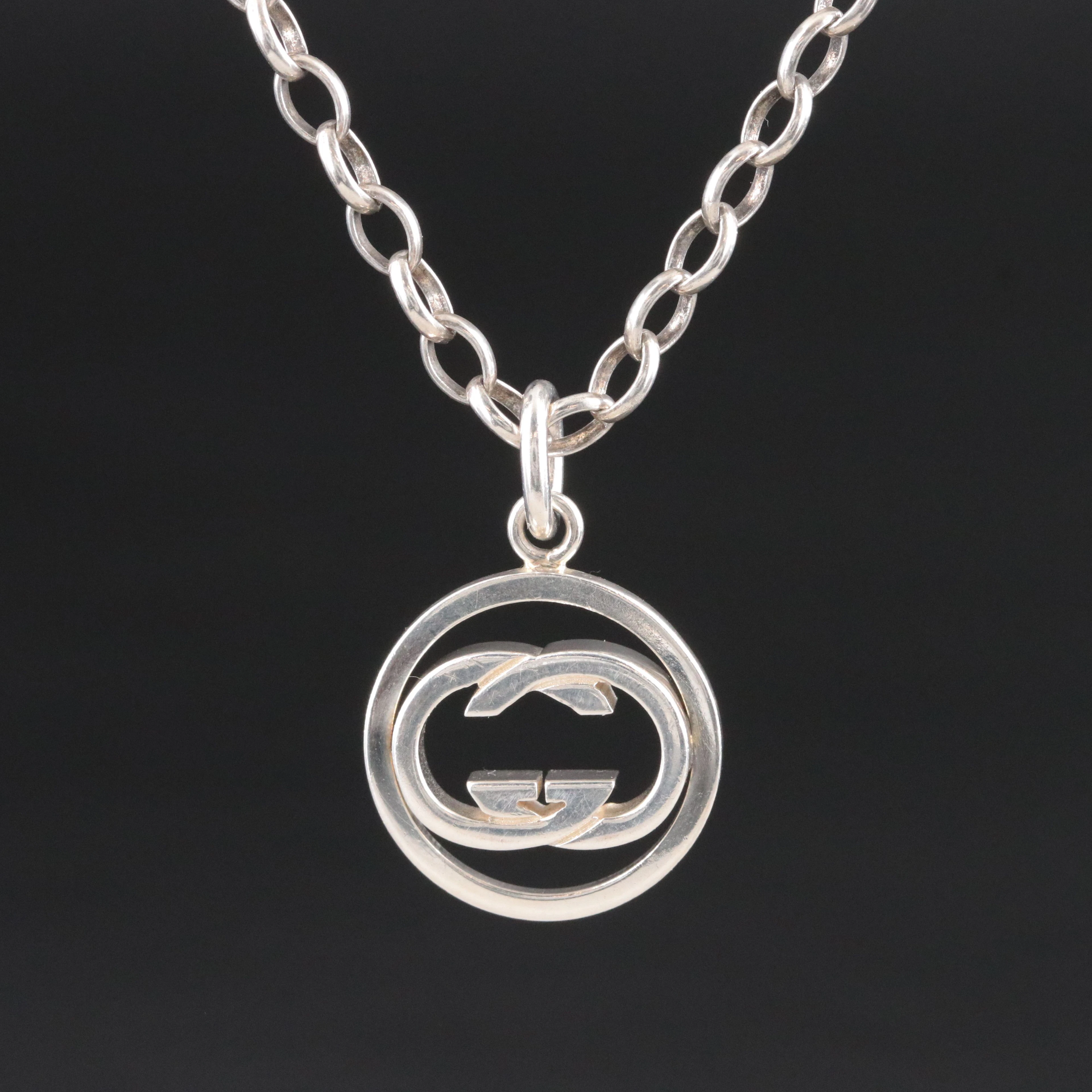 Gucci Sterling Interlocking Pendant Necklace