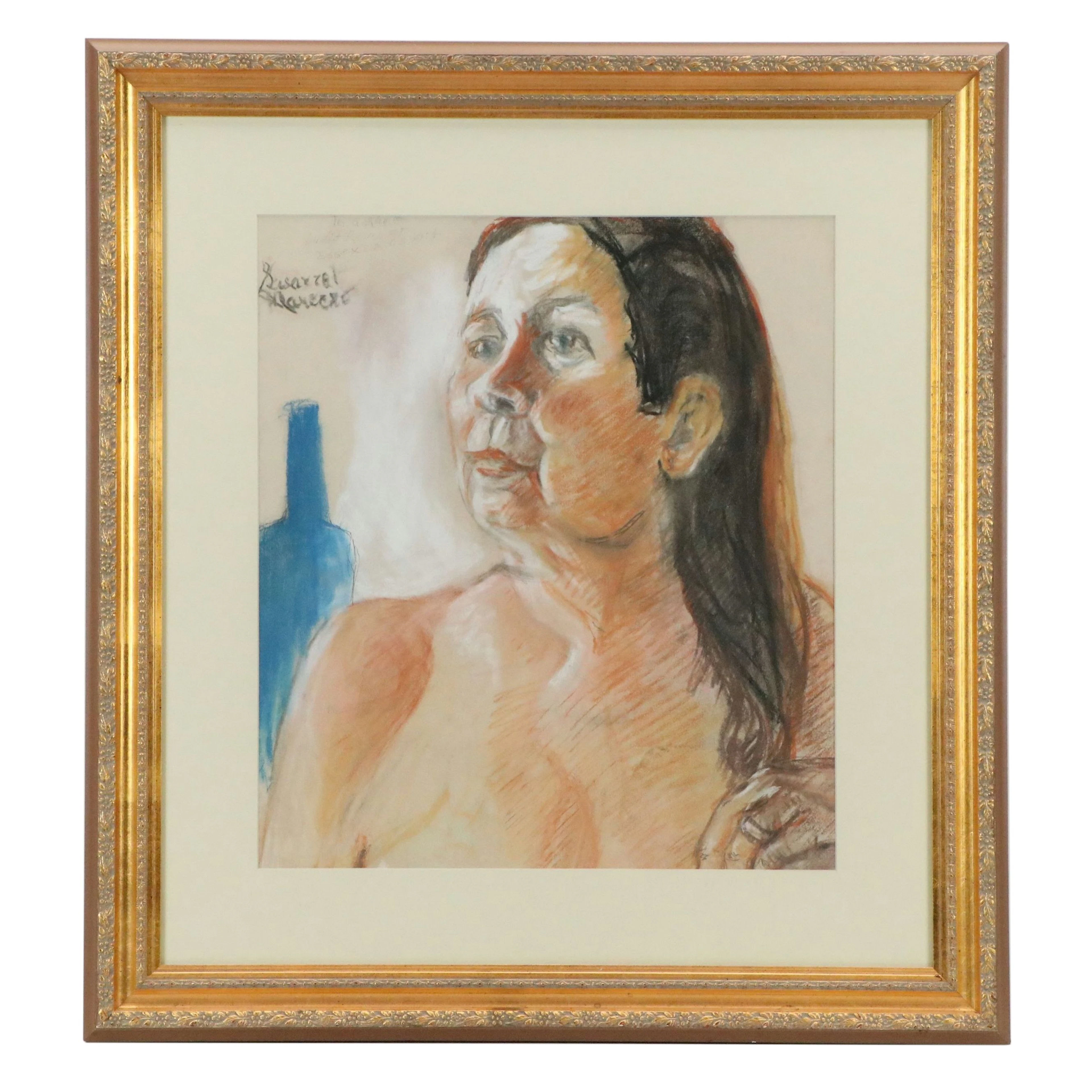Edith Susarret Marrero Portrait Pastel Drawing of a Woman, Late 20th to 21st C.