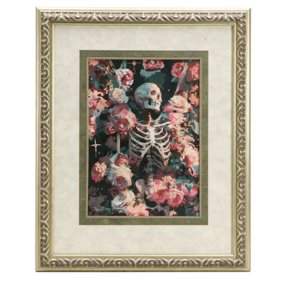 Brittony Martin Acrylic Painting "Skeleton in Roses," 2026