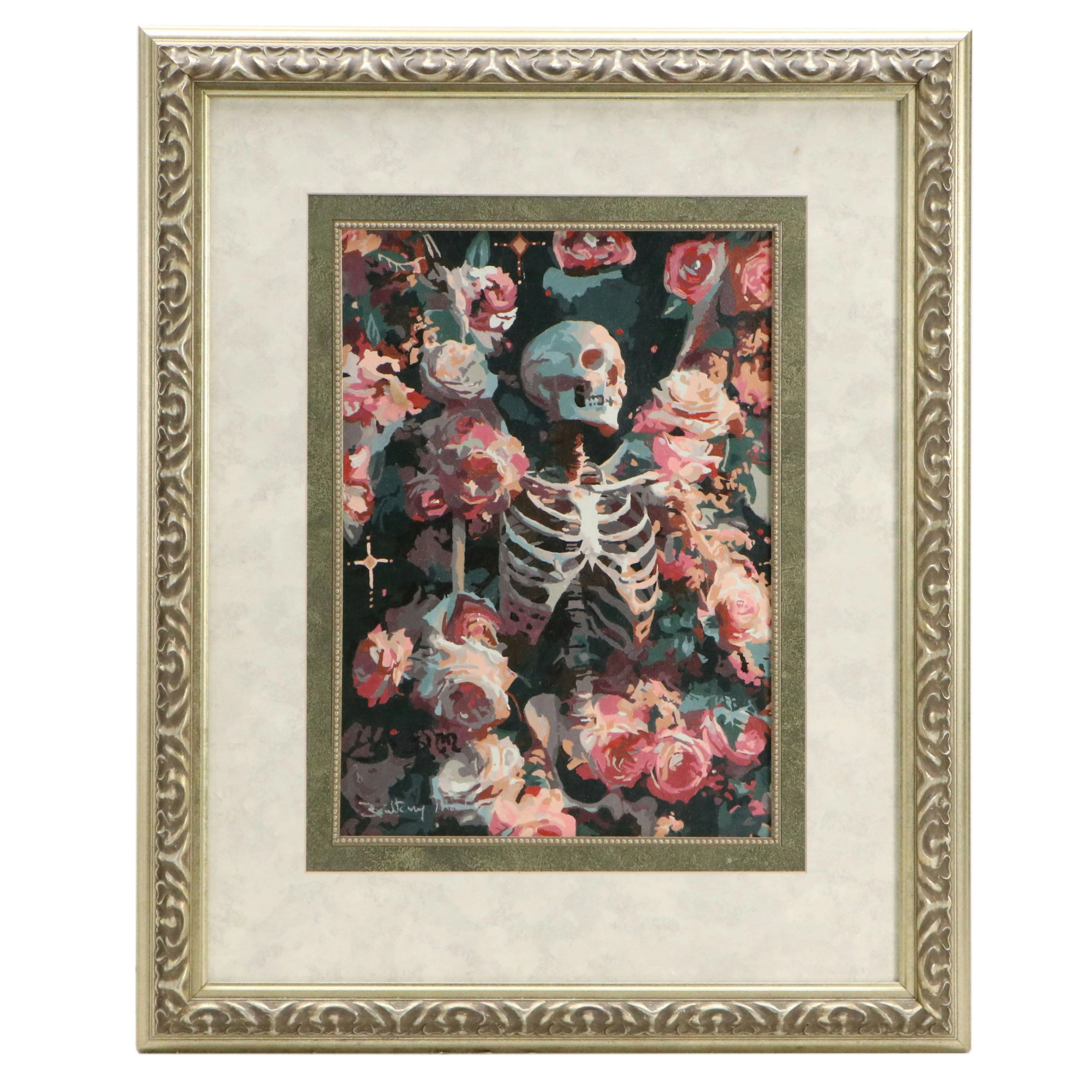 Brittony Martin Acrylic Painting "Skeleton in Roses," 2026