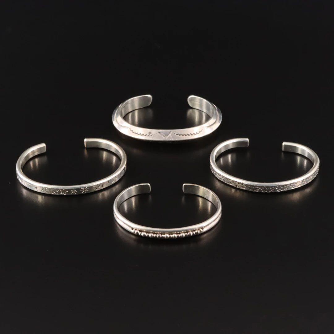 Sterling Bracelets Including Southwestern & Stampwork