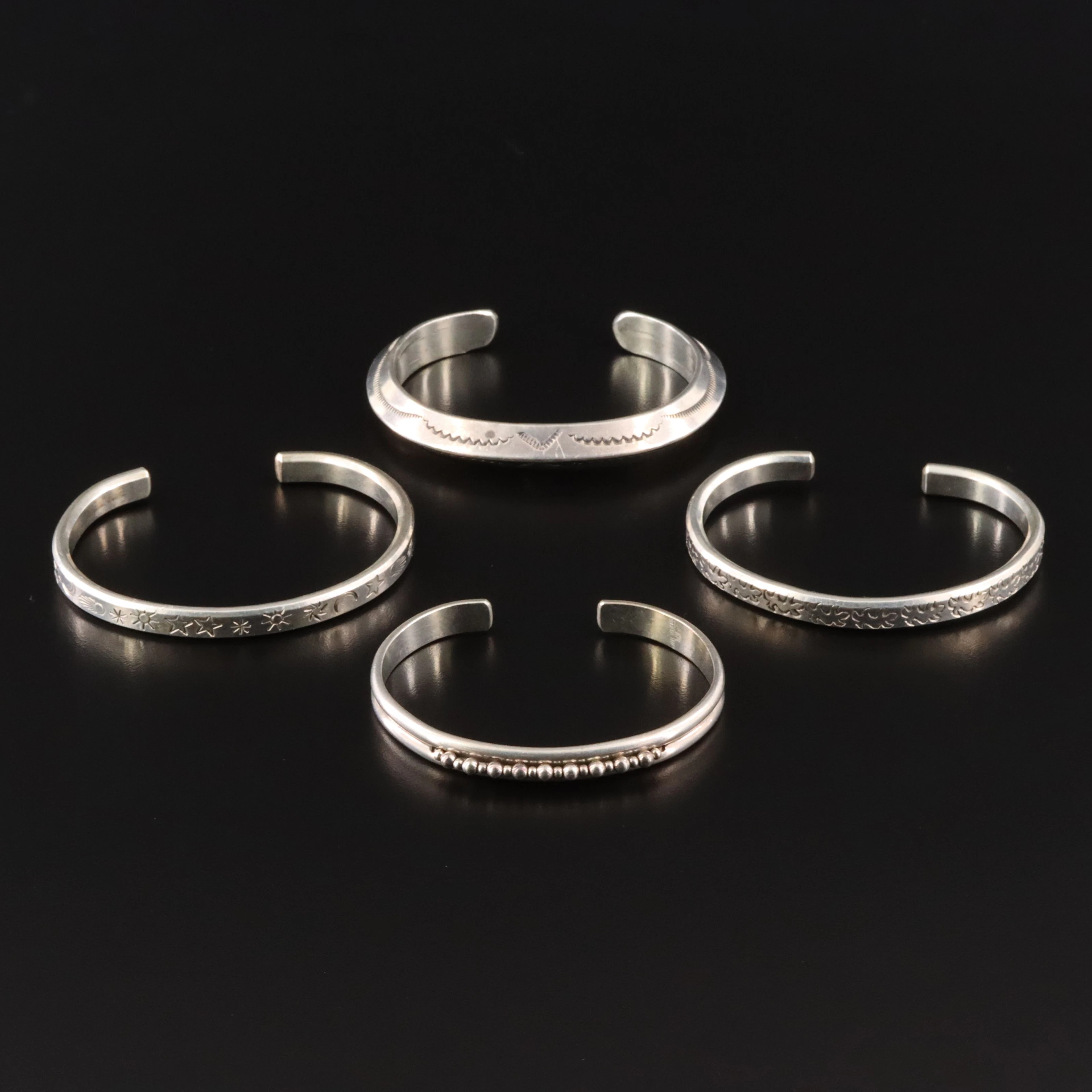 Sterling Bracelets Including Southwestern & Stampwork