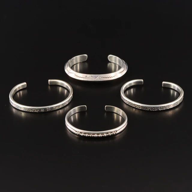 Sterling Bracelets Including Southwestern & Stampwork