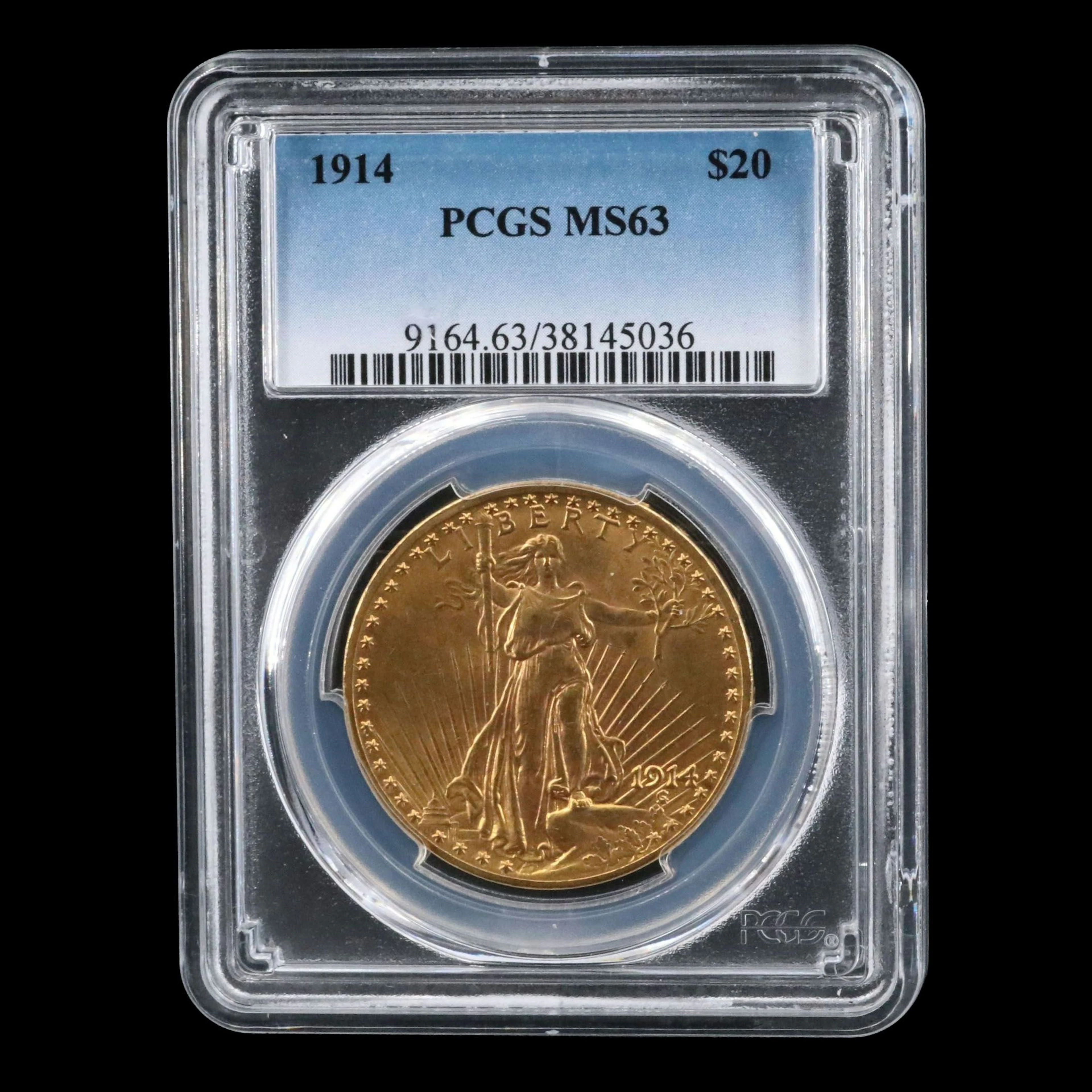 PCGS MS63 1914 Saint Gaudens Twenty Dollar Gold Coin