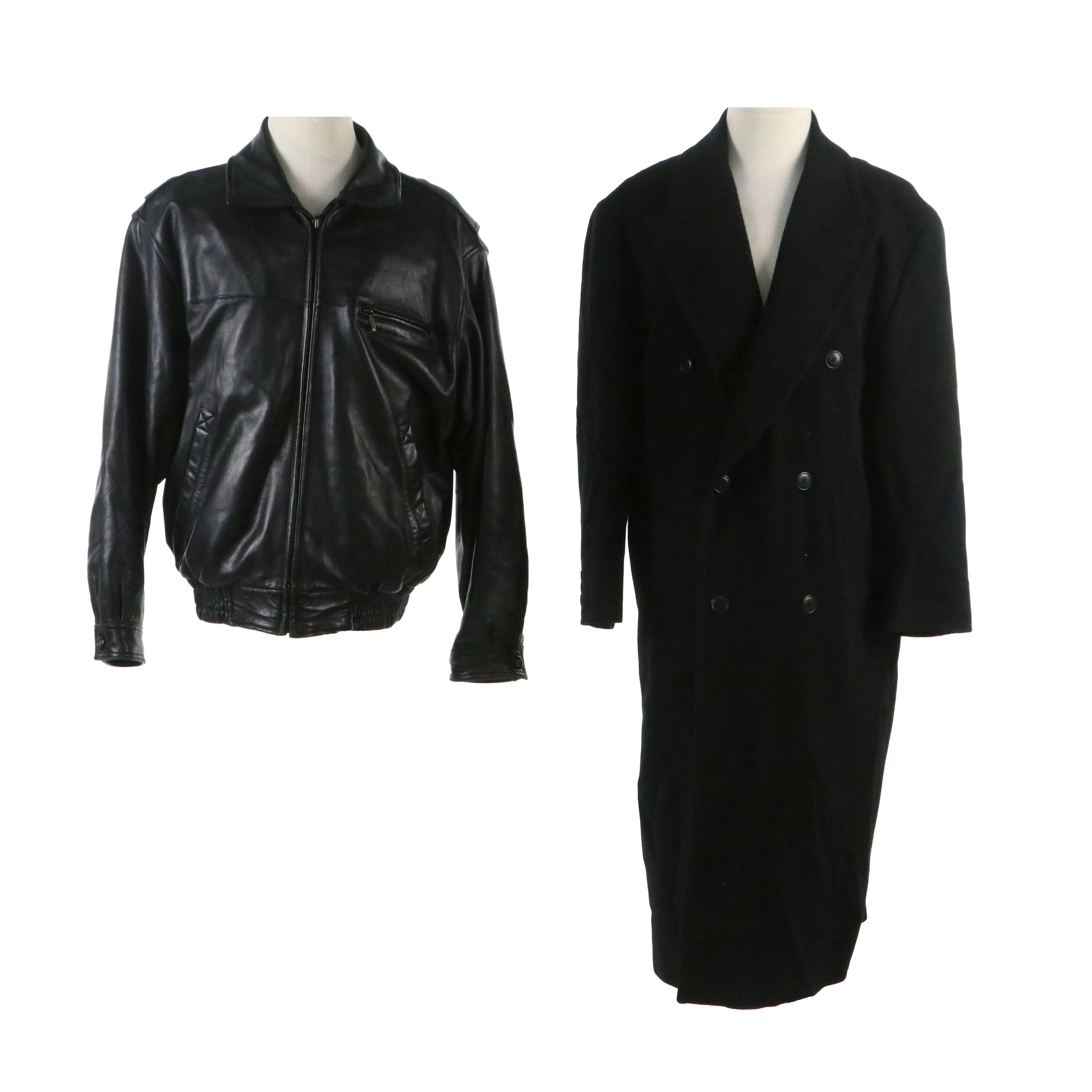 Men's Hugo Boss Black Lambswool Double-Breasted Overcoat & Saxony