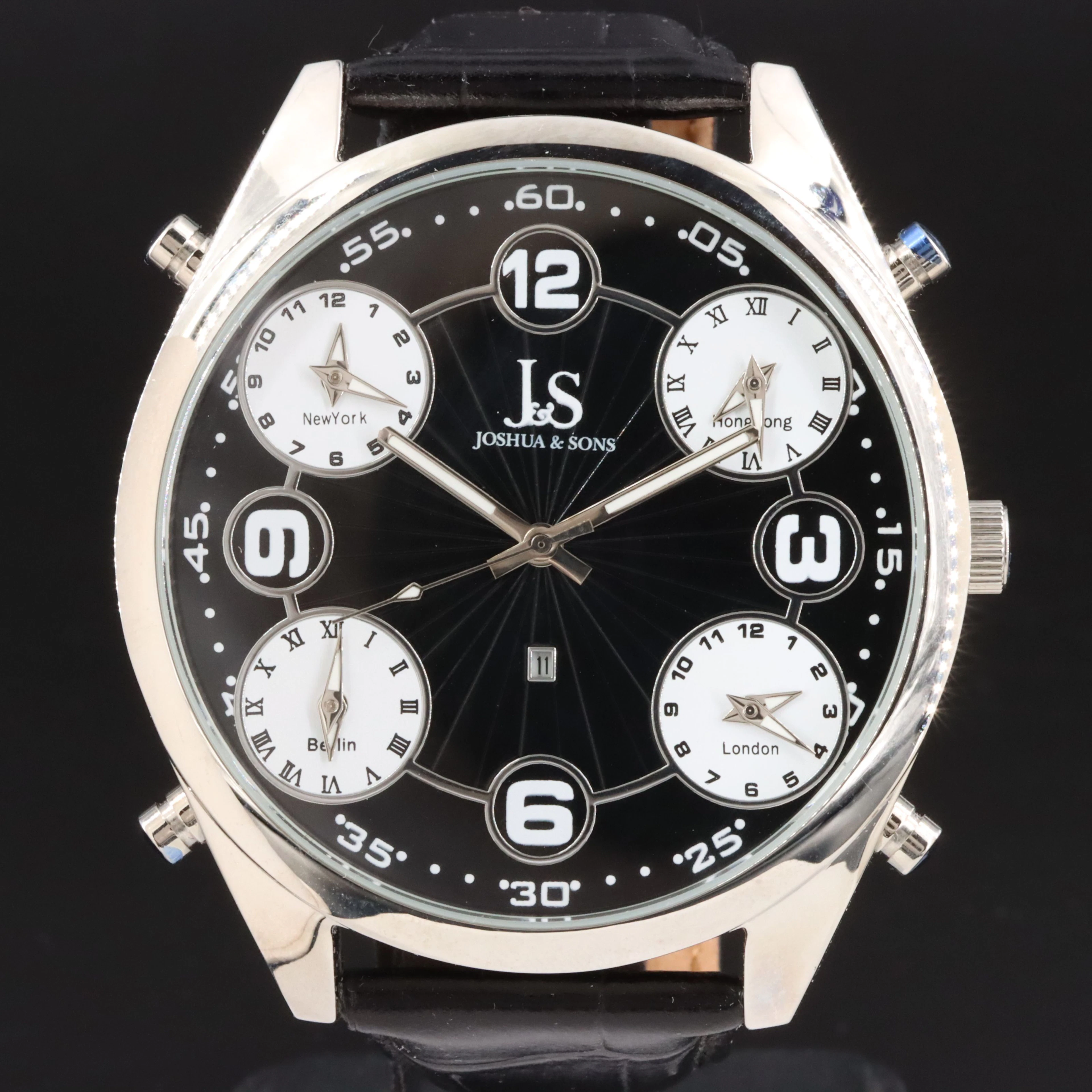 Joshua & Sons Multi Time Zone 5 Engine Stainless Steel Automatic/Quartz Watch